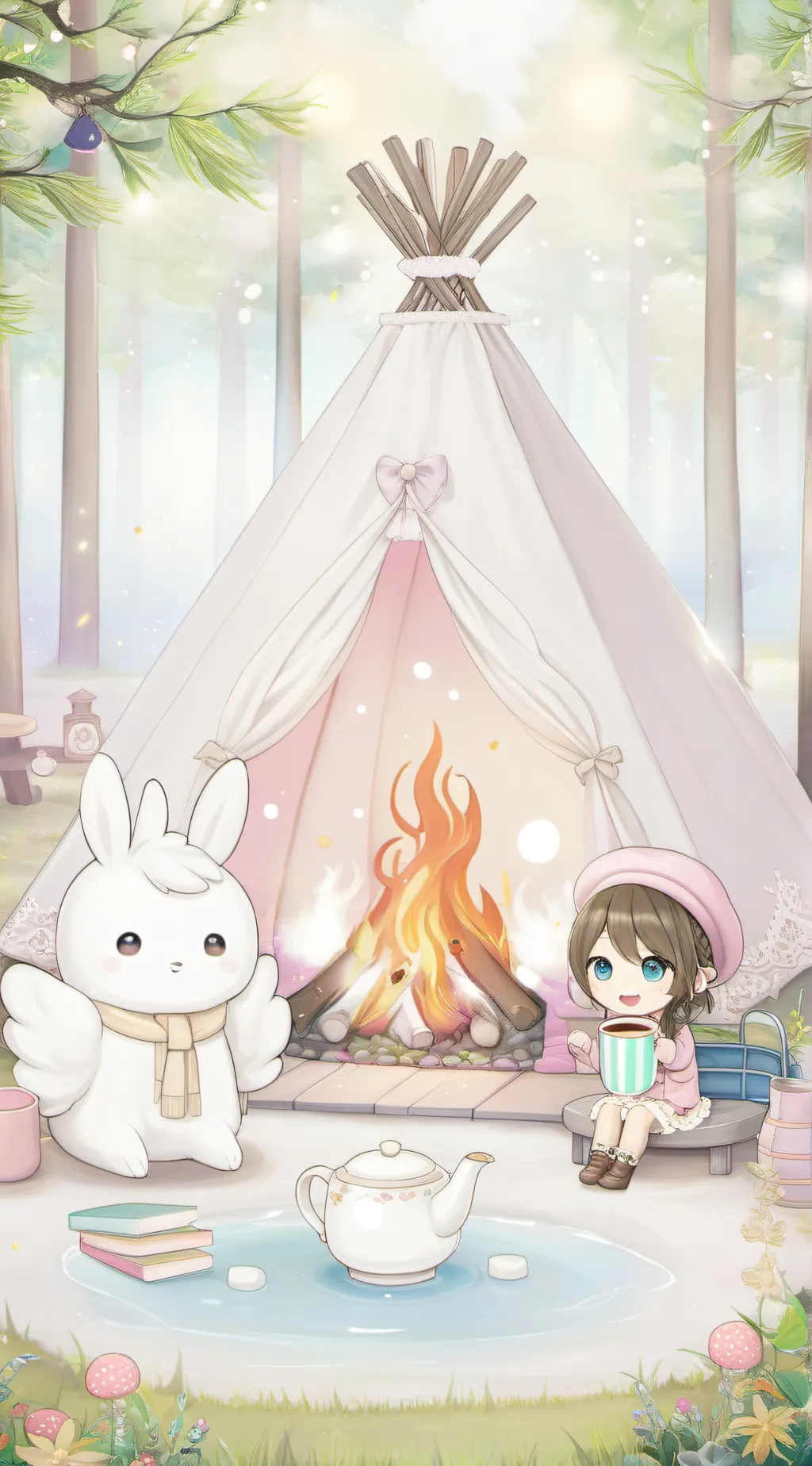 ai character: Resting place background