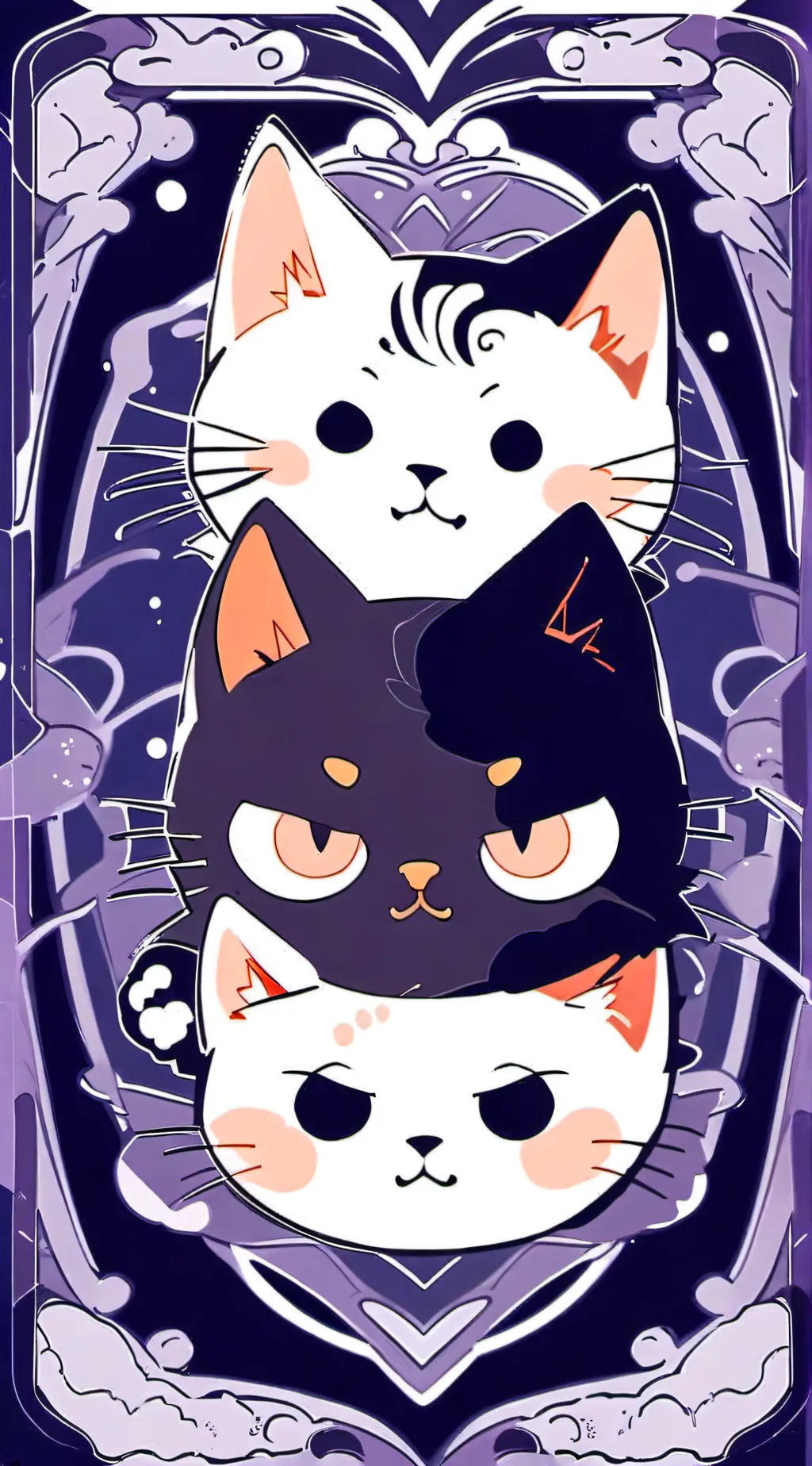 ai character: Three cute cats background