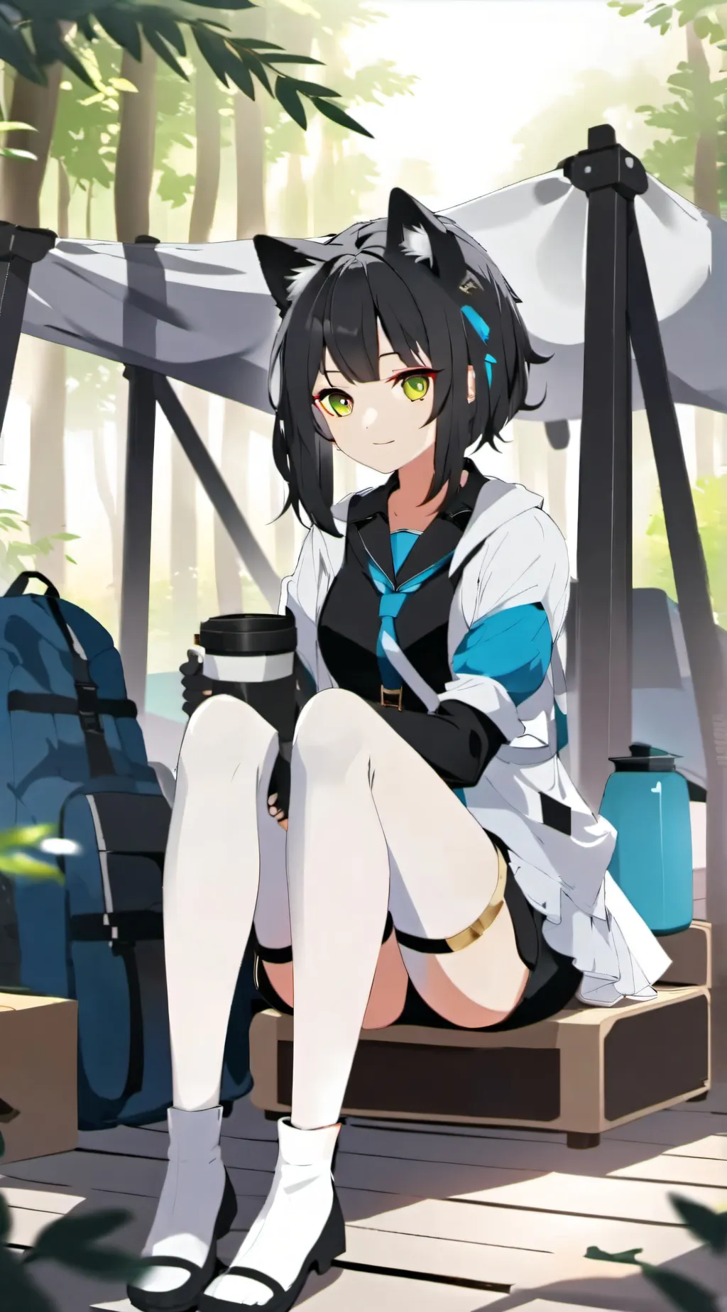 ai character: 1B Goes Camping 🏕️ background