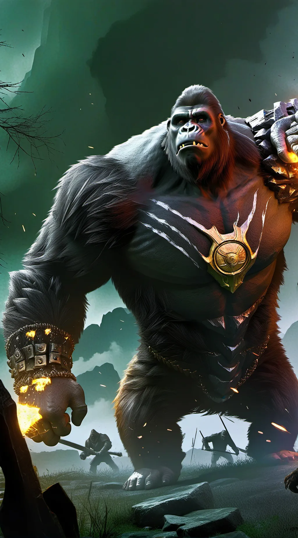 ai character: gorilla battle background