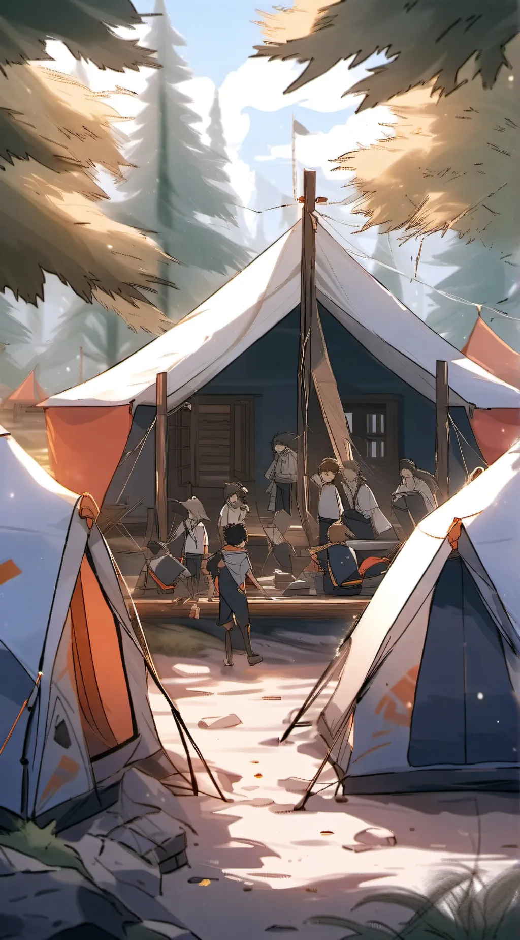 ai character: PLA school camp background