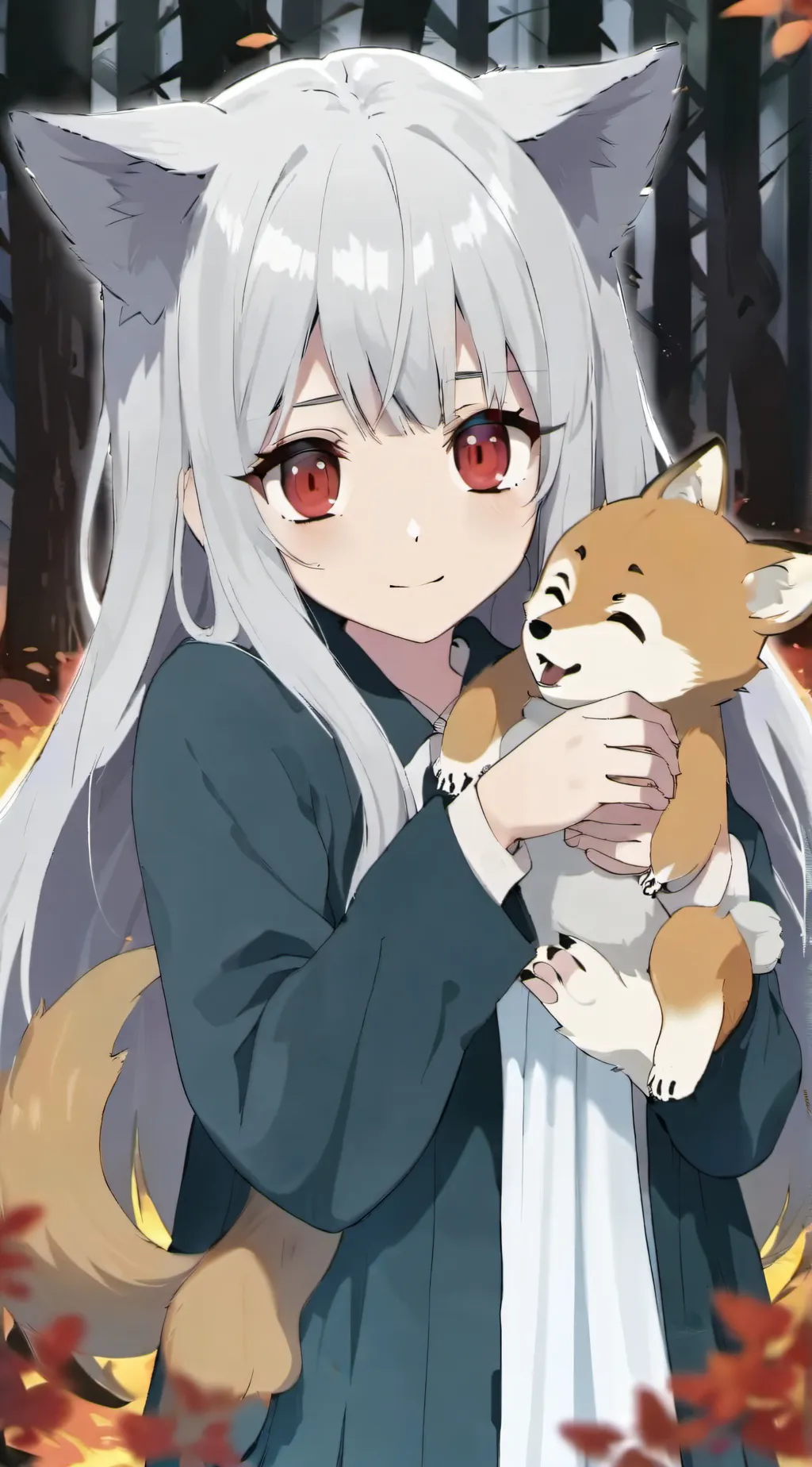 ai character: Wolf girl. background