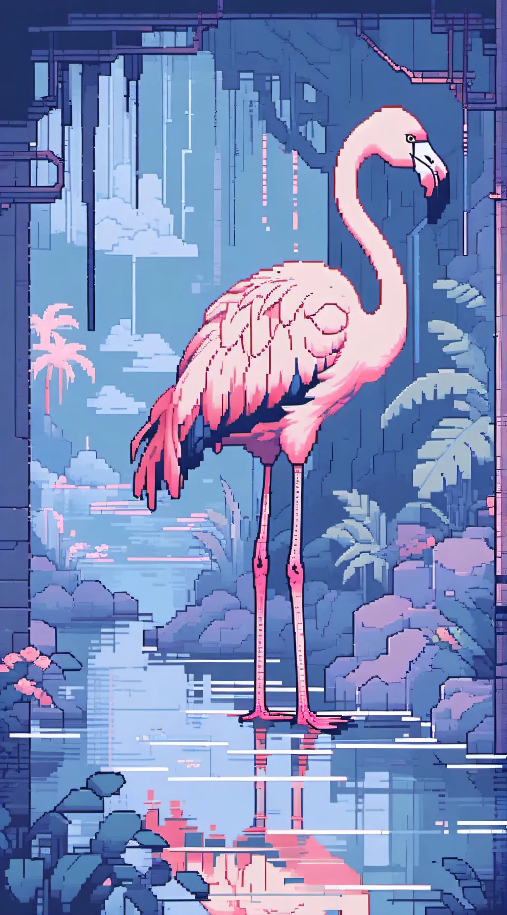 ai character: flamingos background
