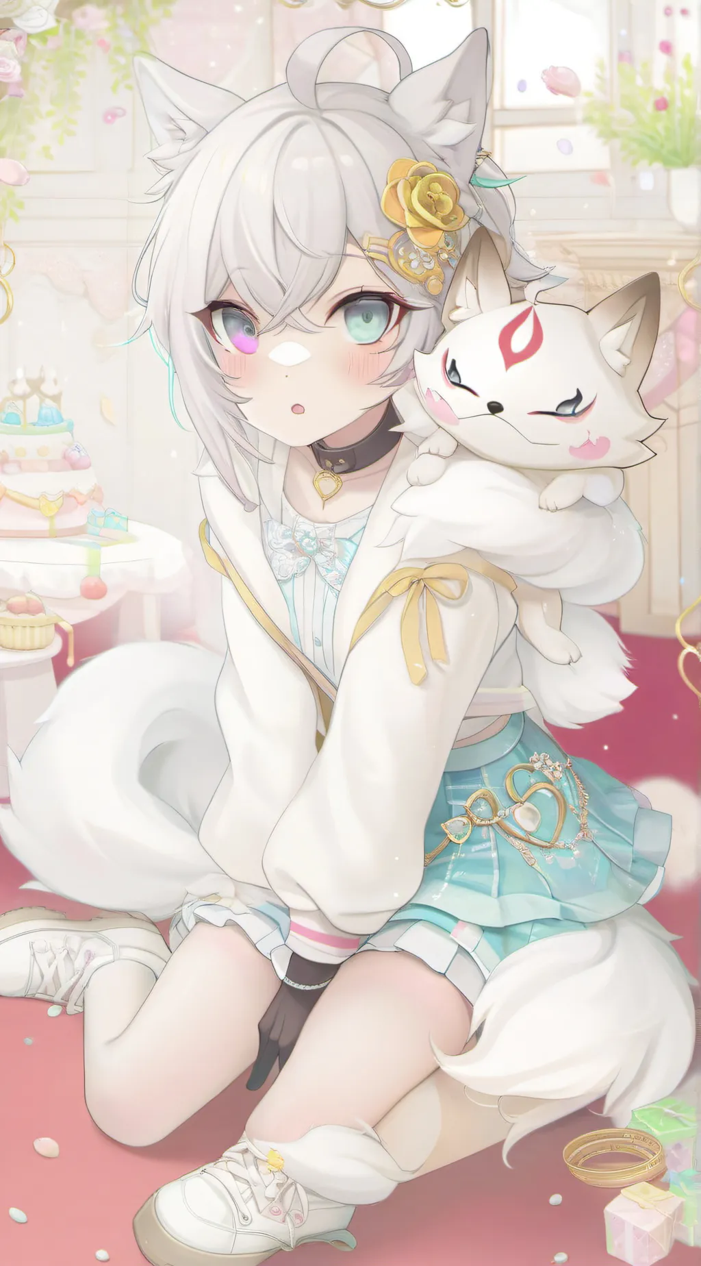 ai character: wolf girl? background