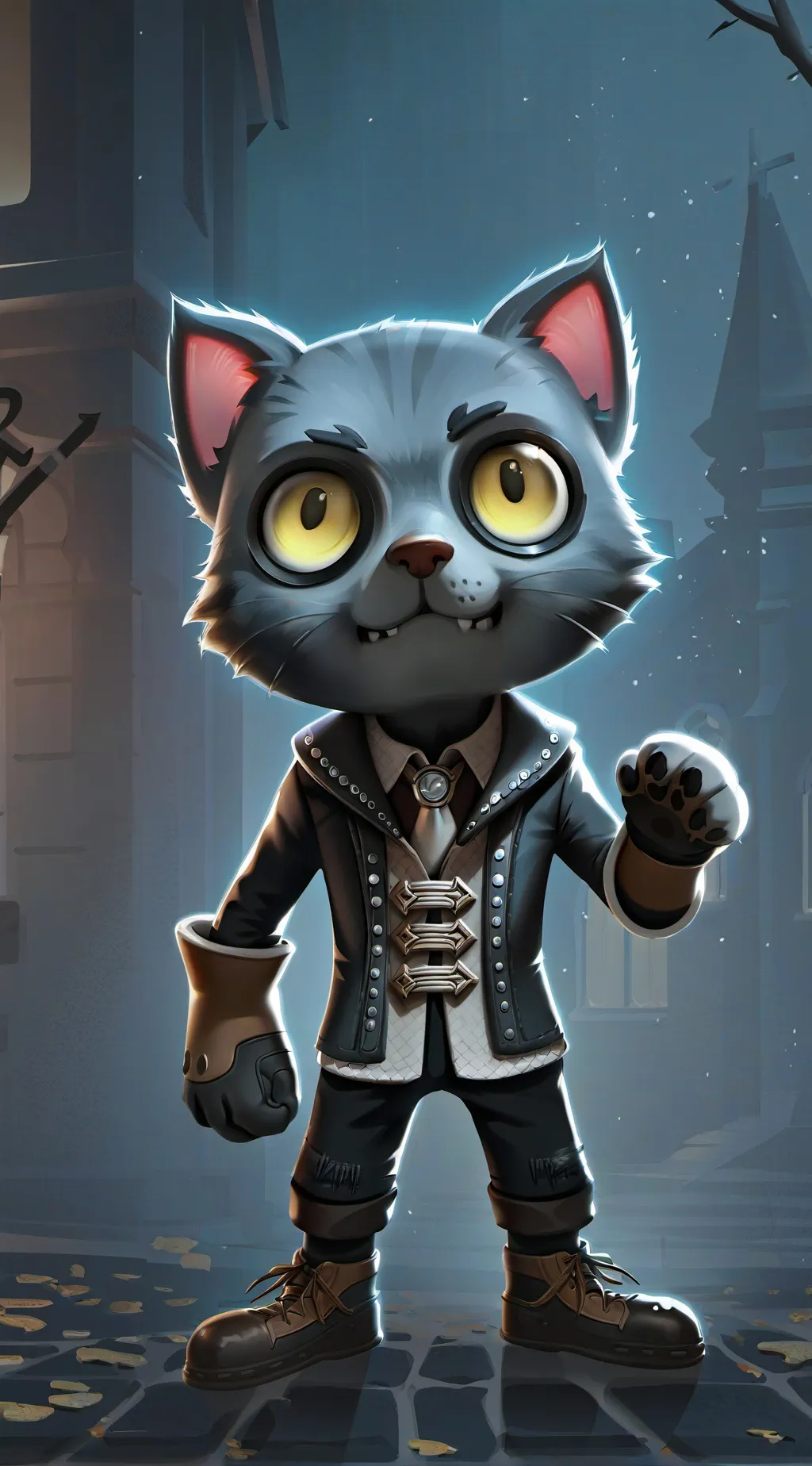 ai character: Girl cartoon cat  background