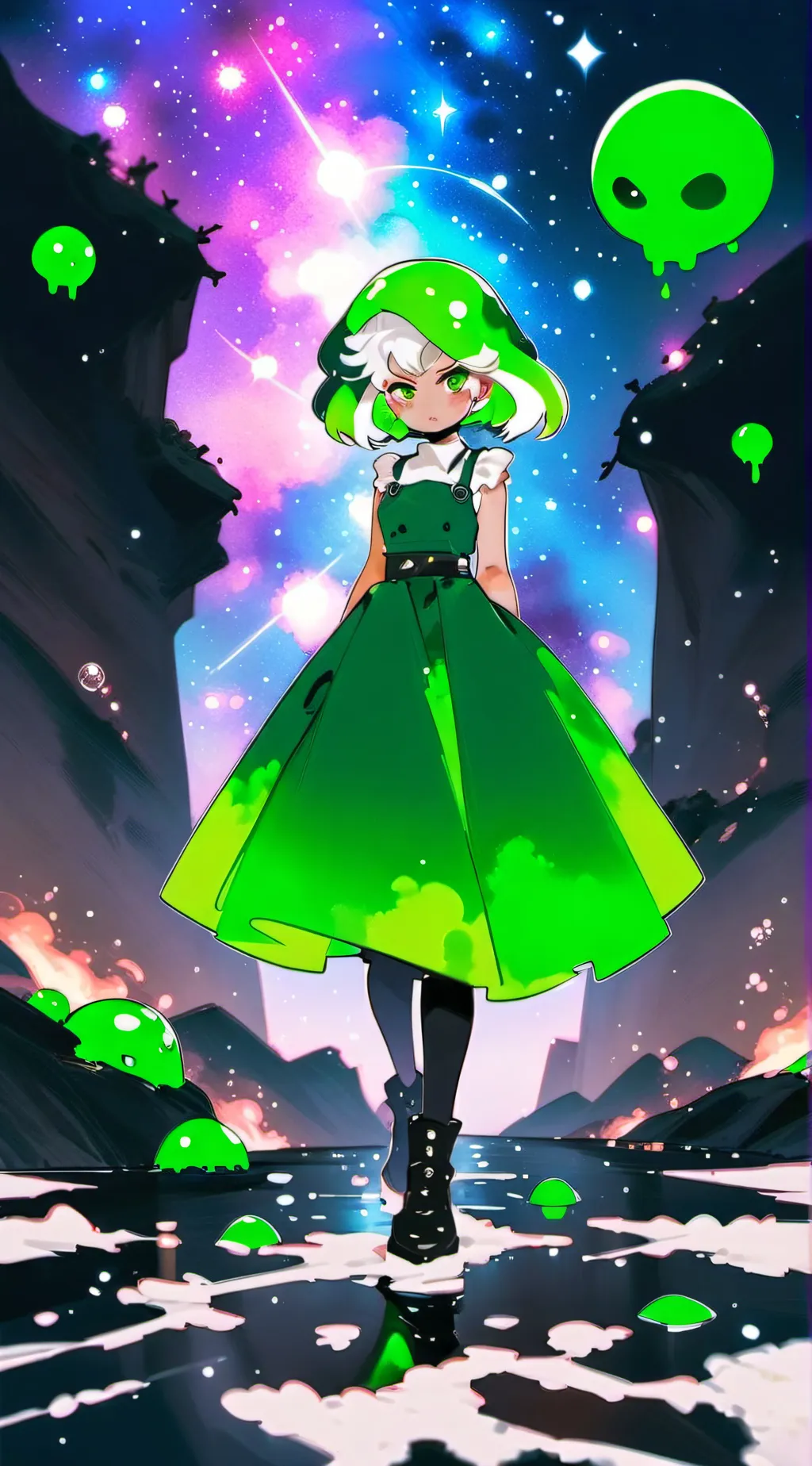 ai character: slime girl  background