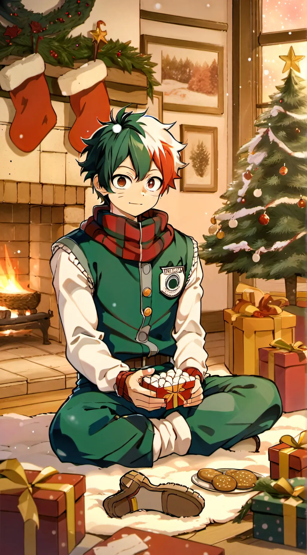 ai character: MHA Christmas G.V. background
