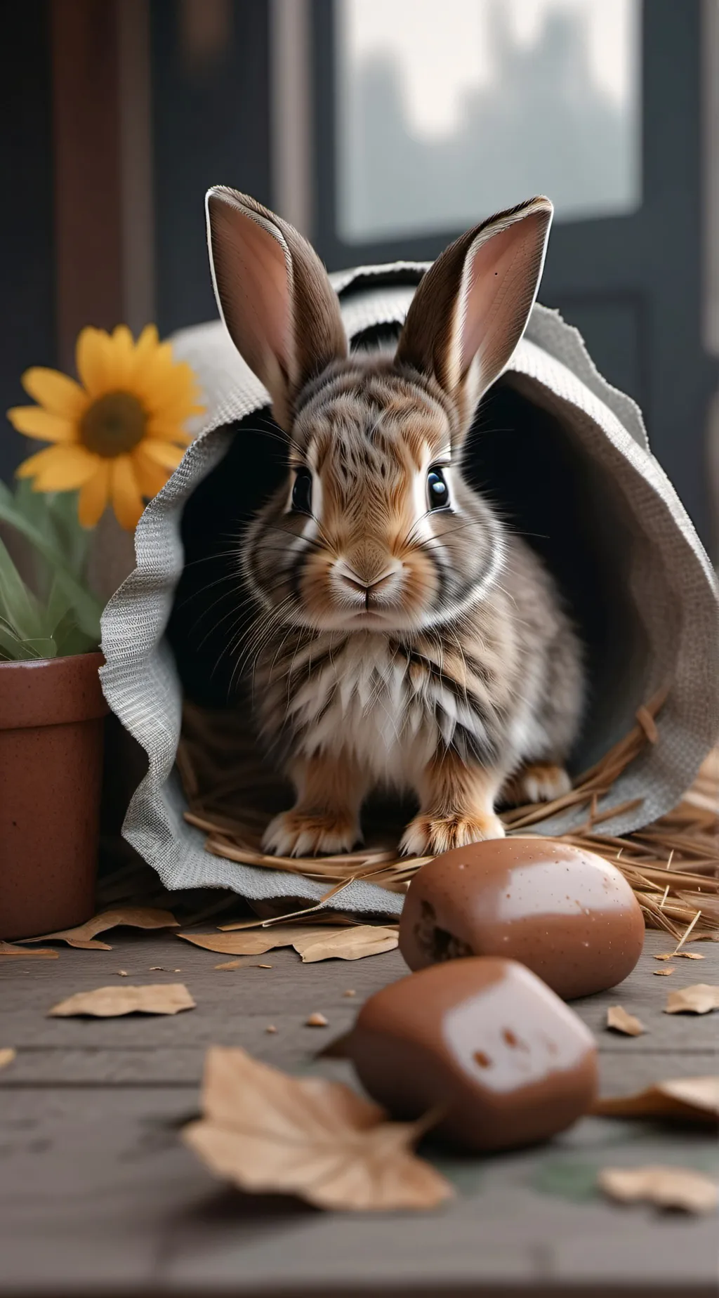 ai character: abandoned bunny background