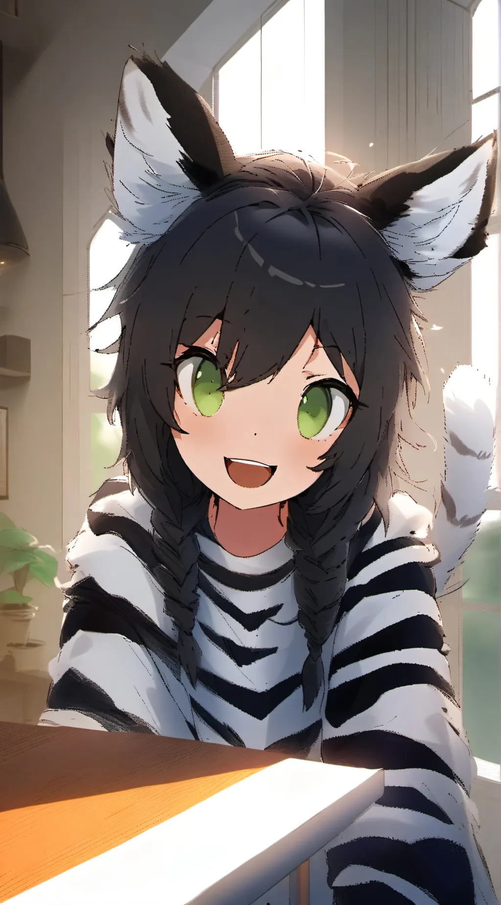 ai character: Zebra-striped Spirit Kitten background