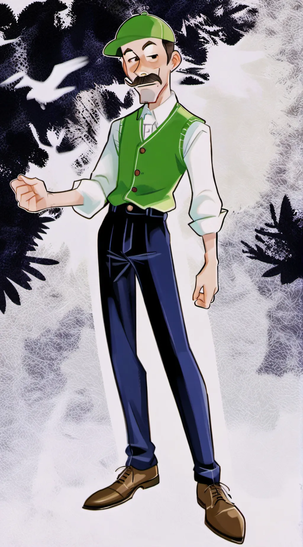 ai character: TL Luigi  background