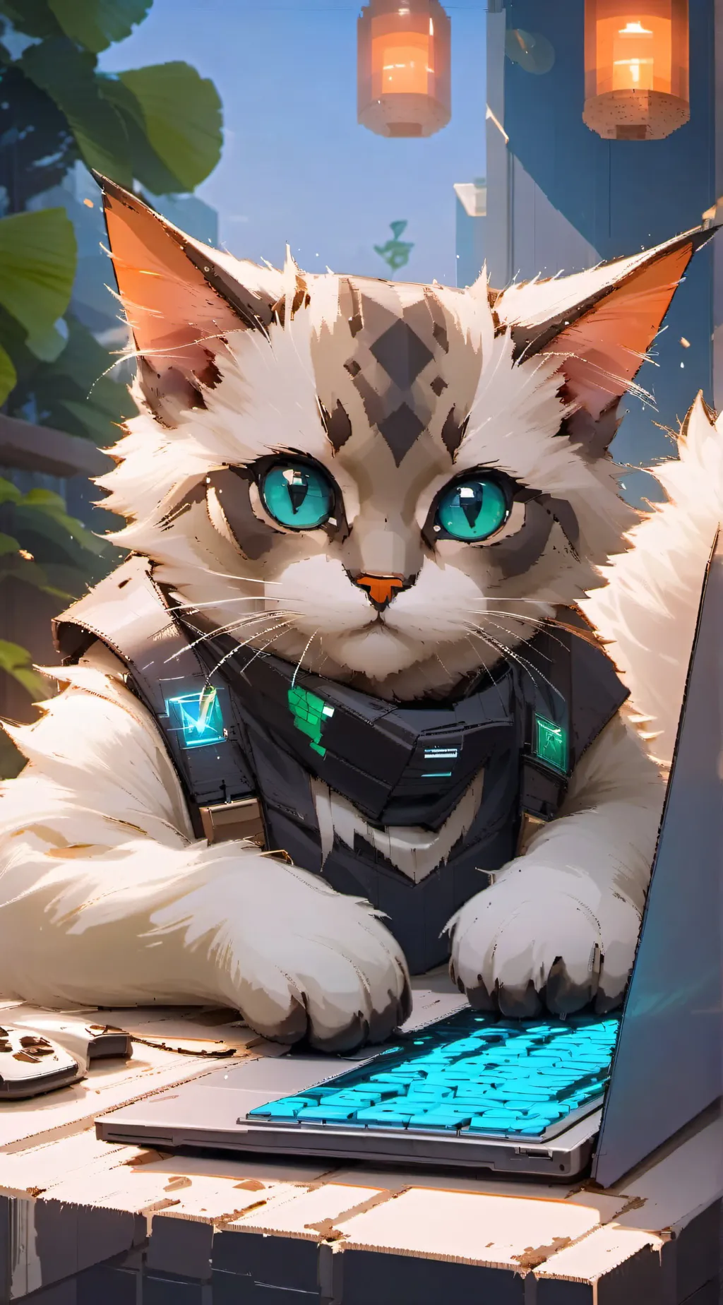 ai character: Pixelated Paws background