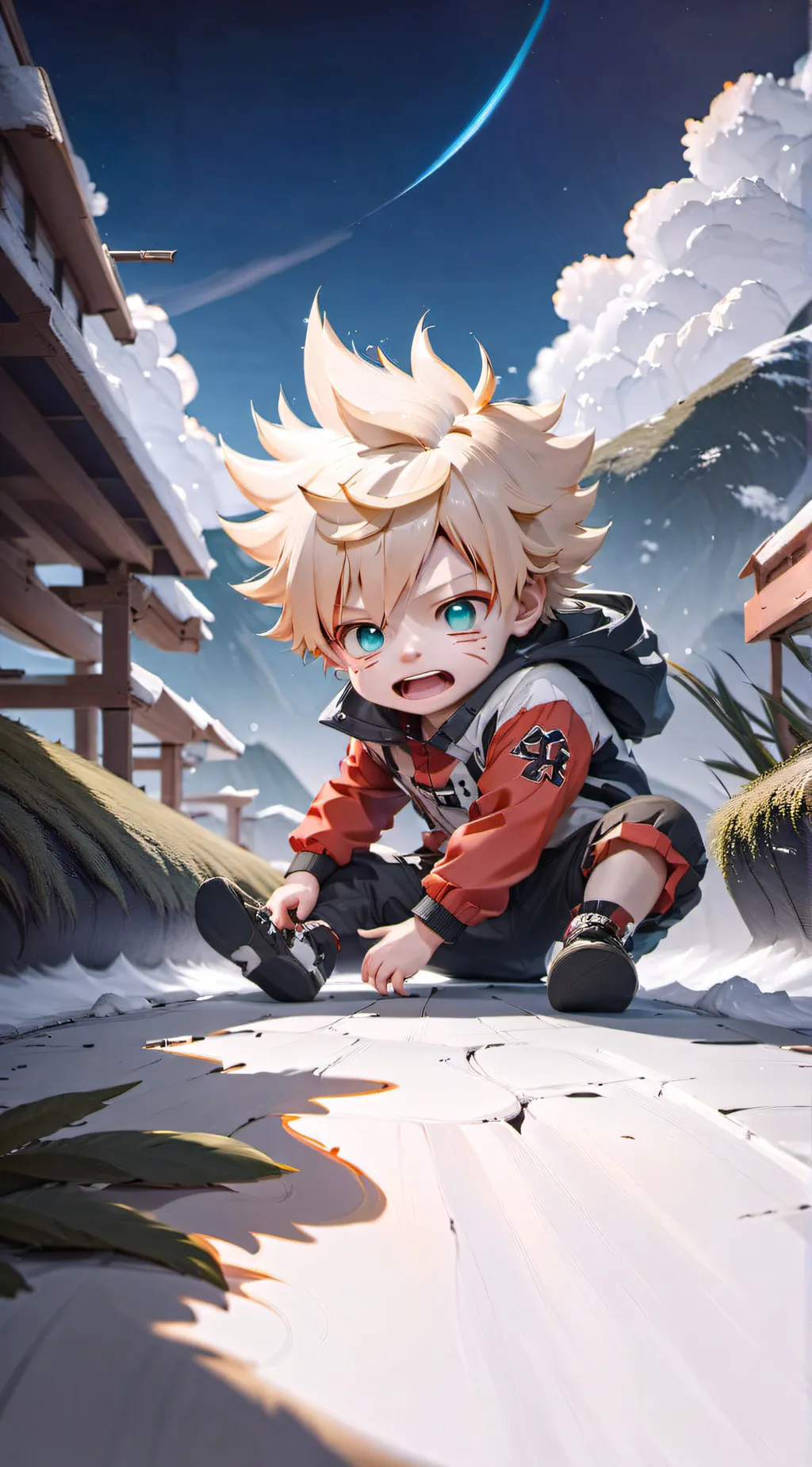ai character: baby bakugo  background
