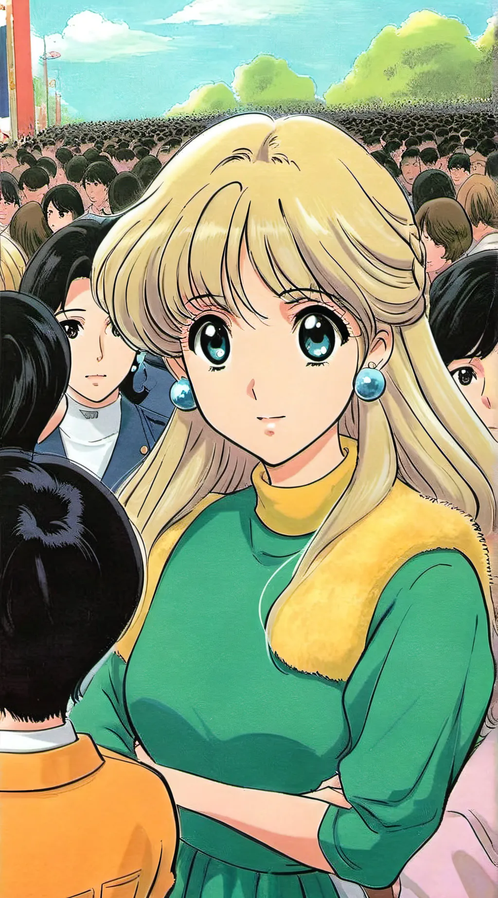 ai character: Gurl with 100 kids background