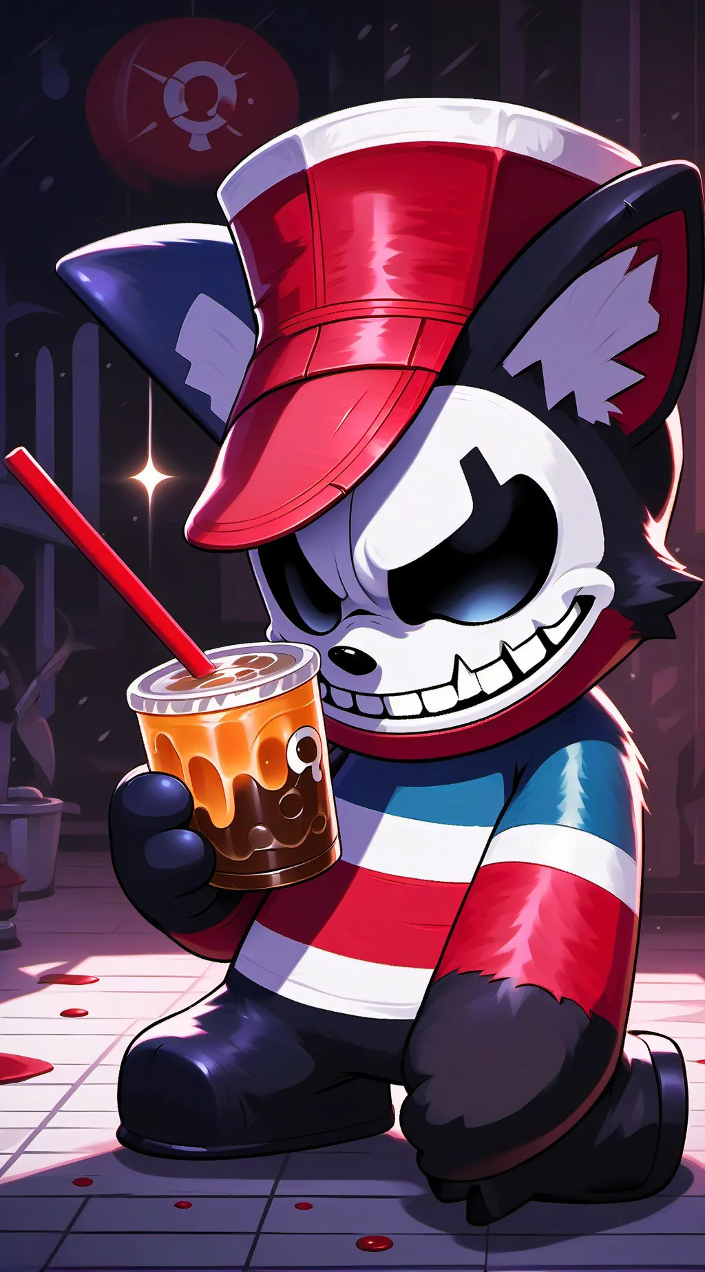 ai character: nightmare cuphead  background