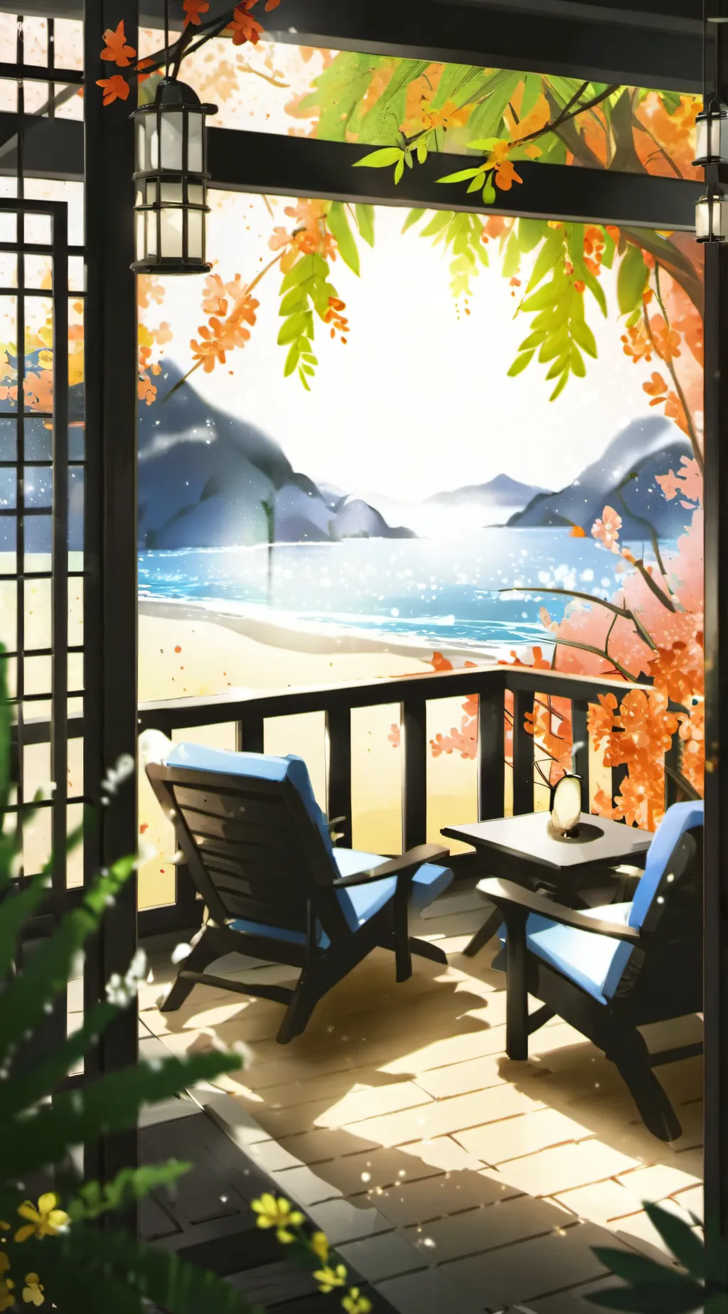 ai character: Bsd beach day! all background