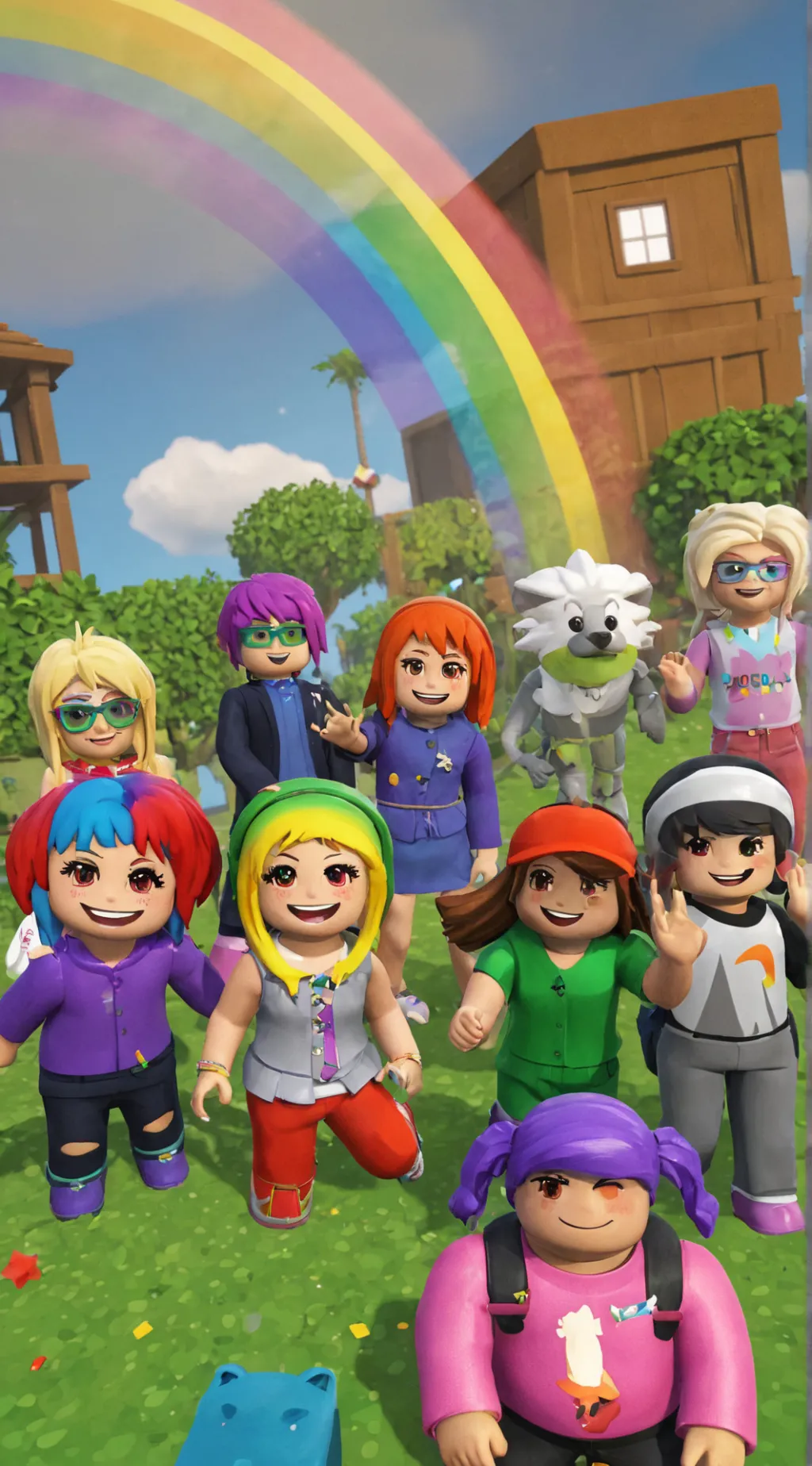 ai character: Rainbow friends background