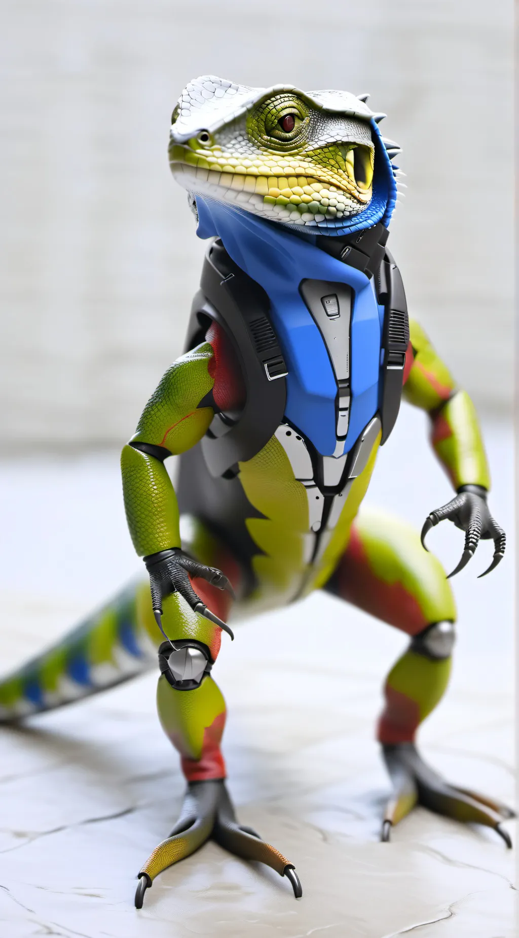 ai character: robotic lizard background