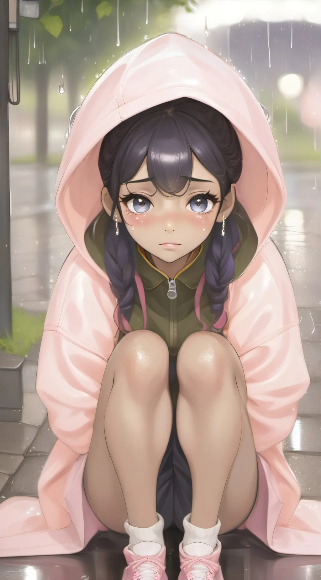 ai character: homeless girl  background