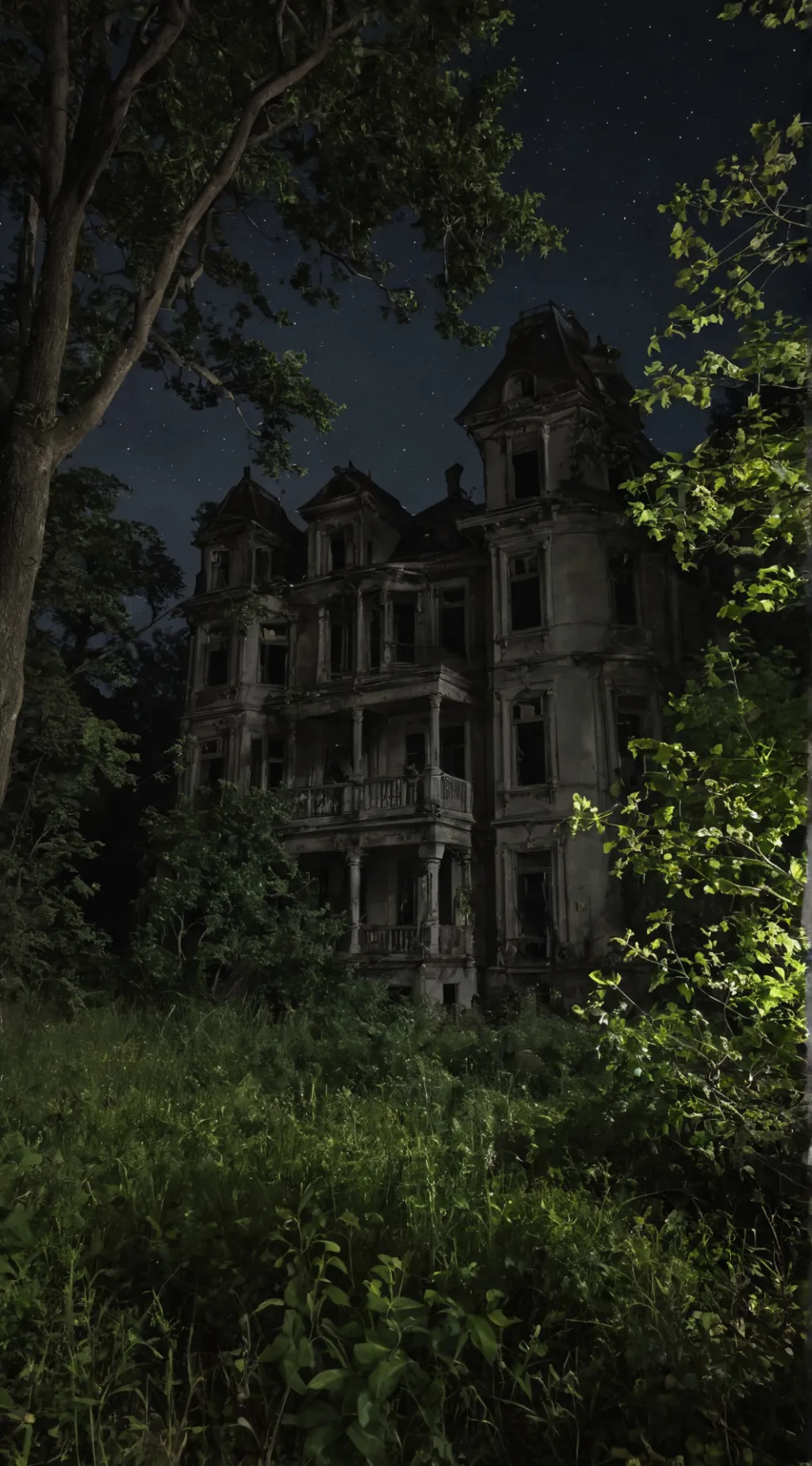 ai character: haunted house background