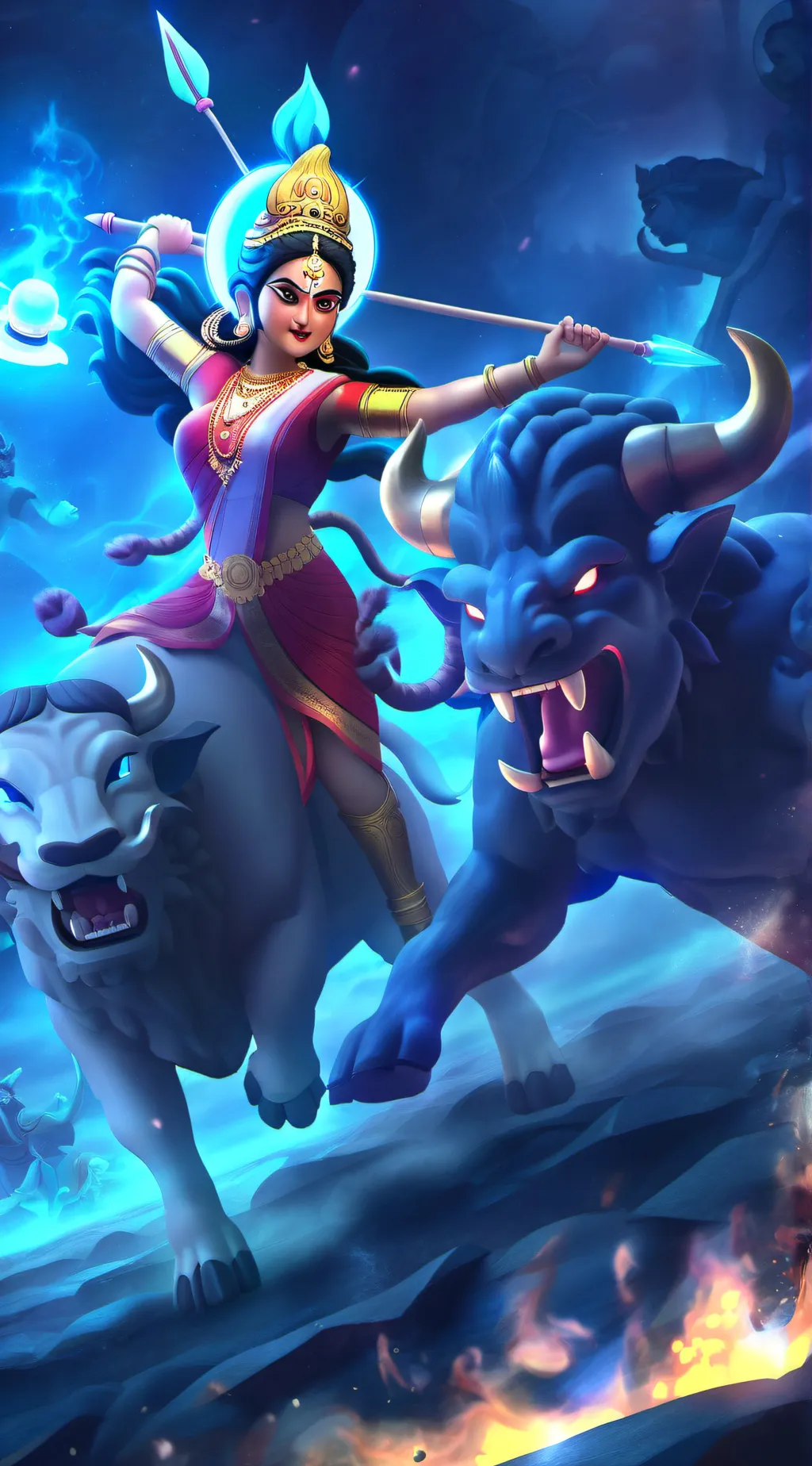 ai character: durga mata background