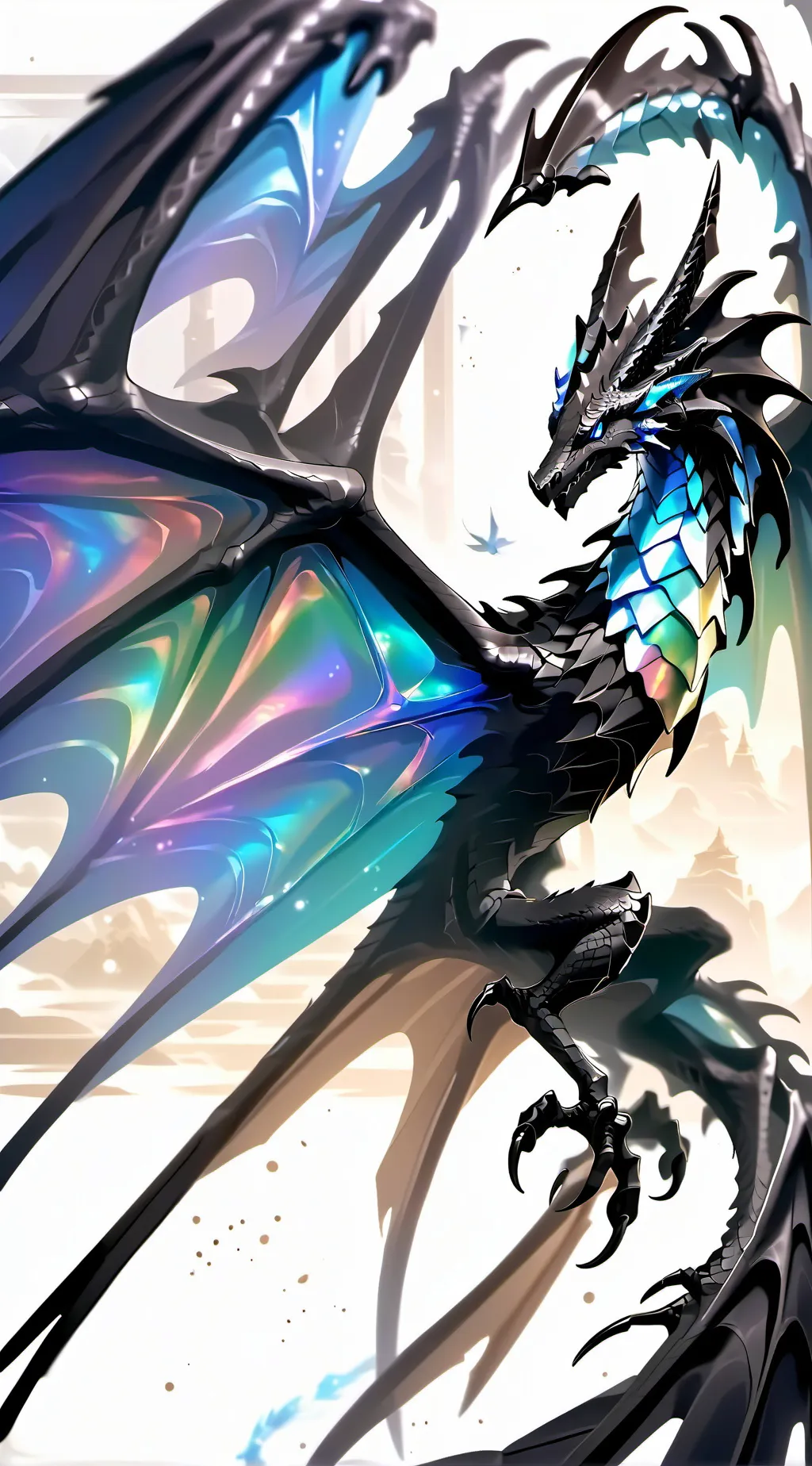 ai character: Rainbow wyvern background