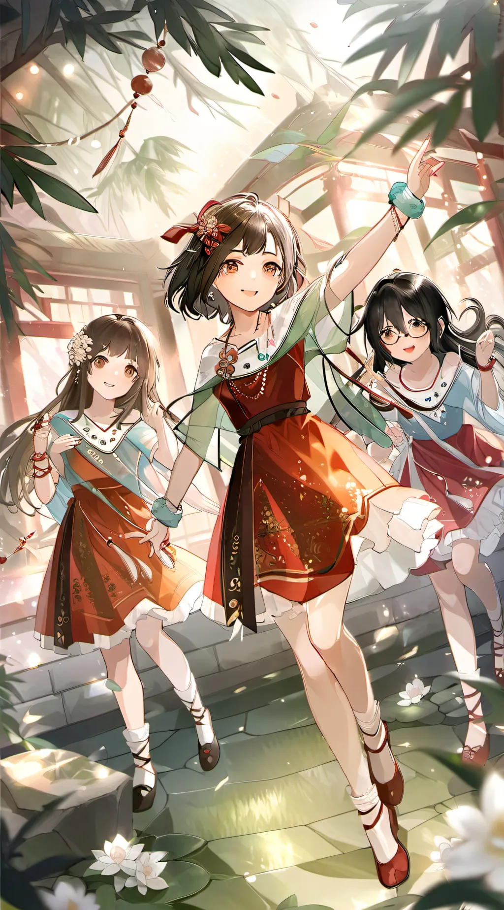 ai character: RIYA,PALAK,TINA background