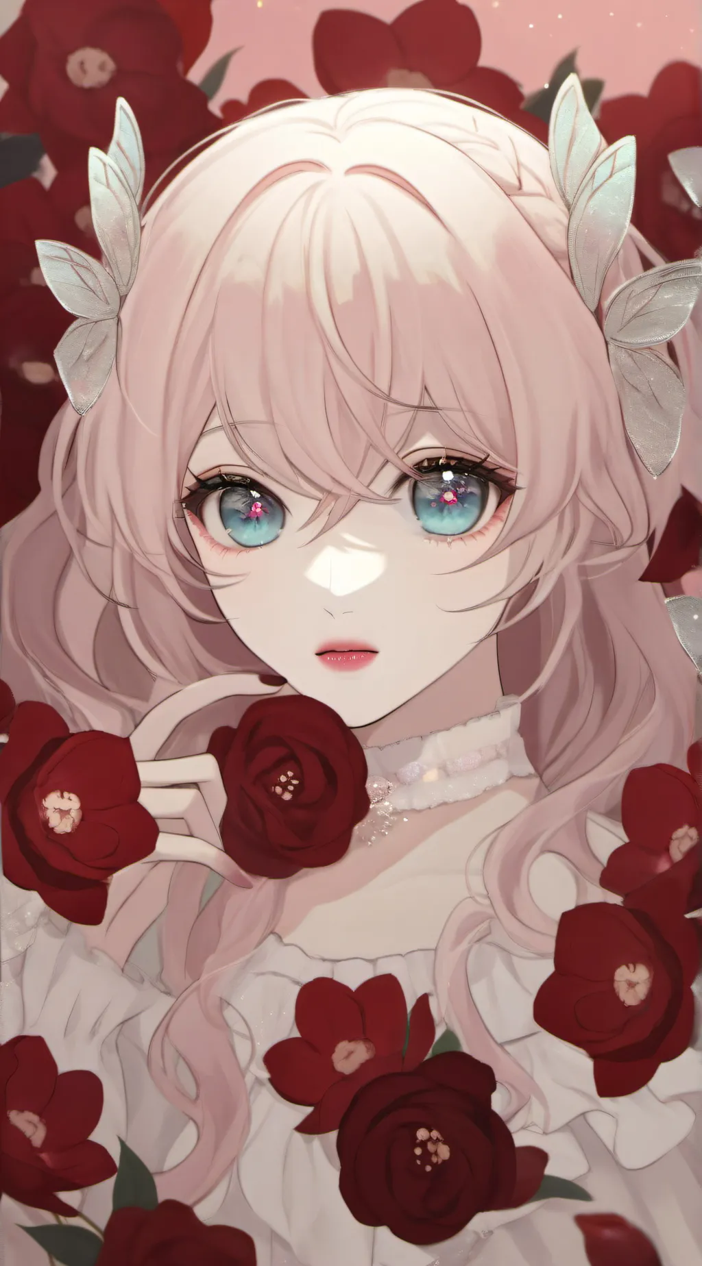 ai character: a cute girl lily background