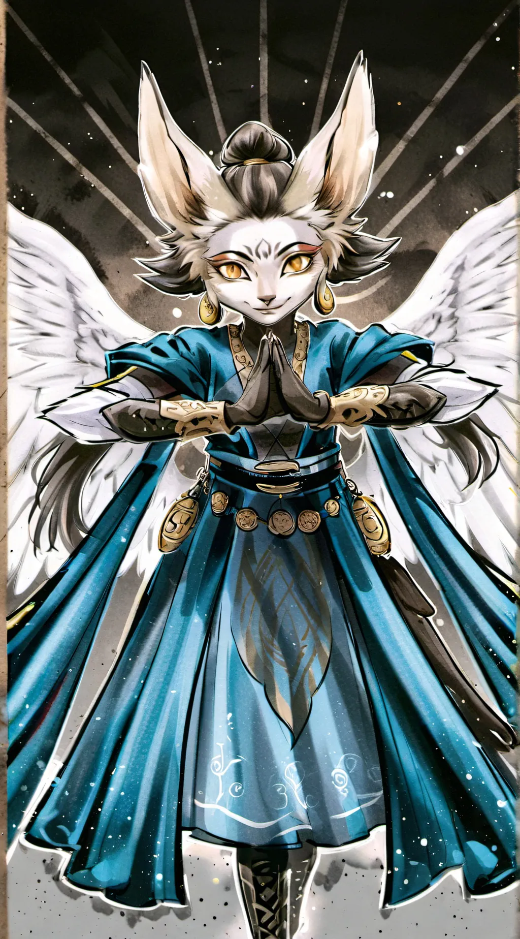 ai character: Zhen the gray fox background