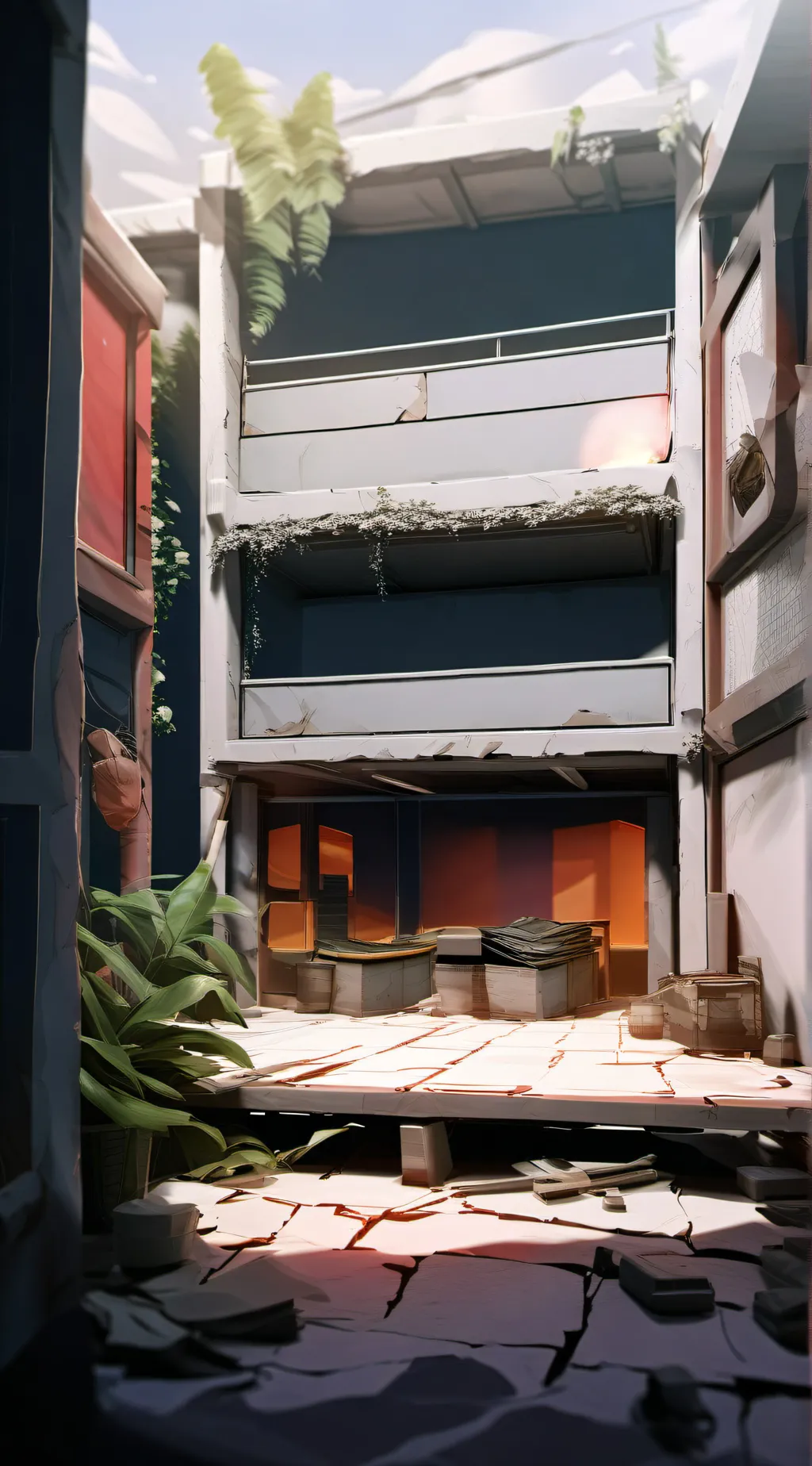 ai character: aboboned mall background