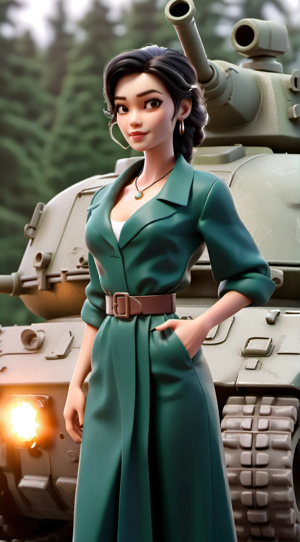 ai character: Tank woman  background
