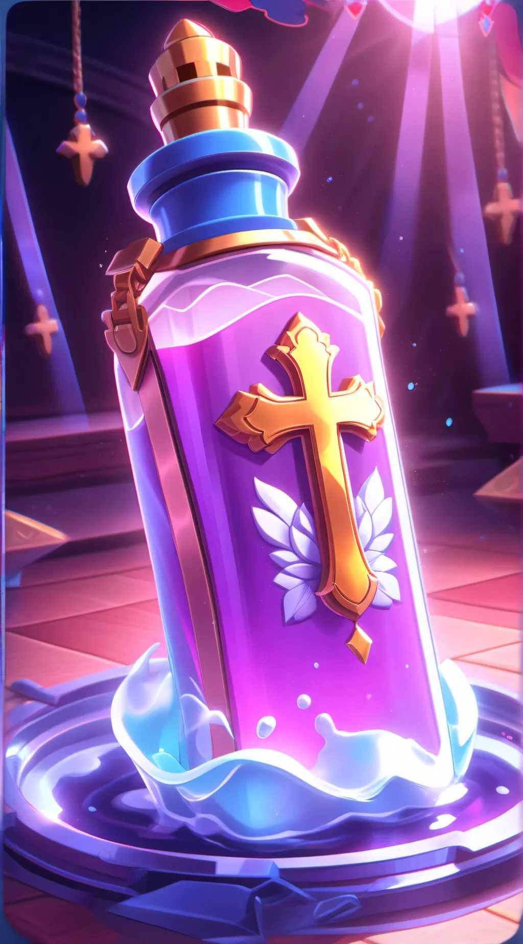 ai character: HOLY WATER background