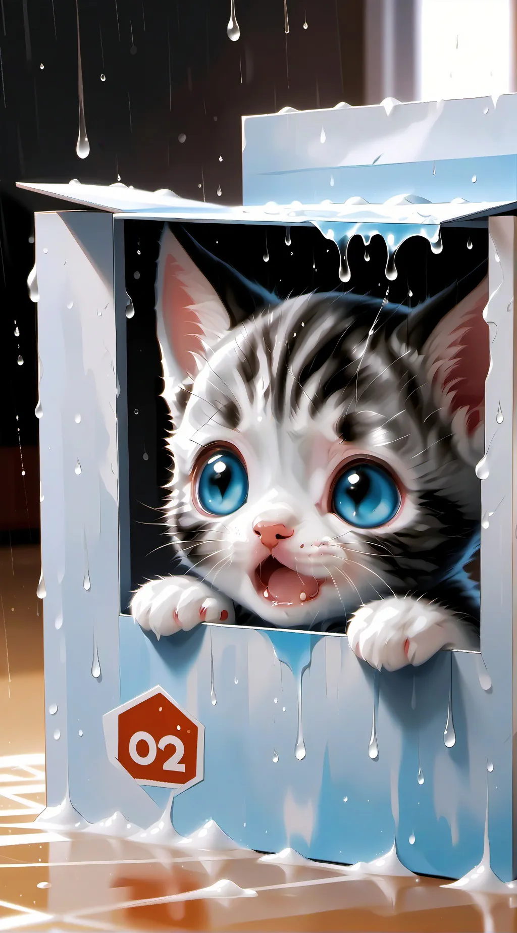 ai character: homeless sad kitty background
