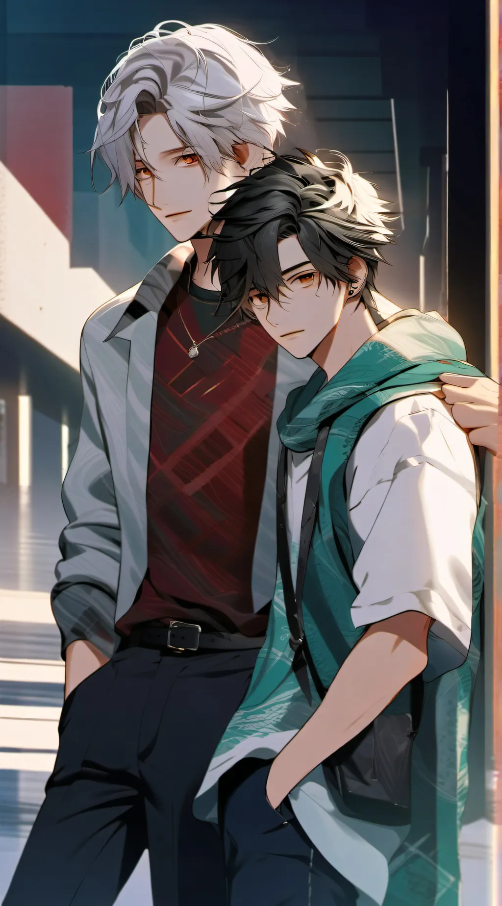 ai character: Asher and leo  background