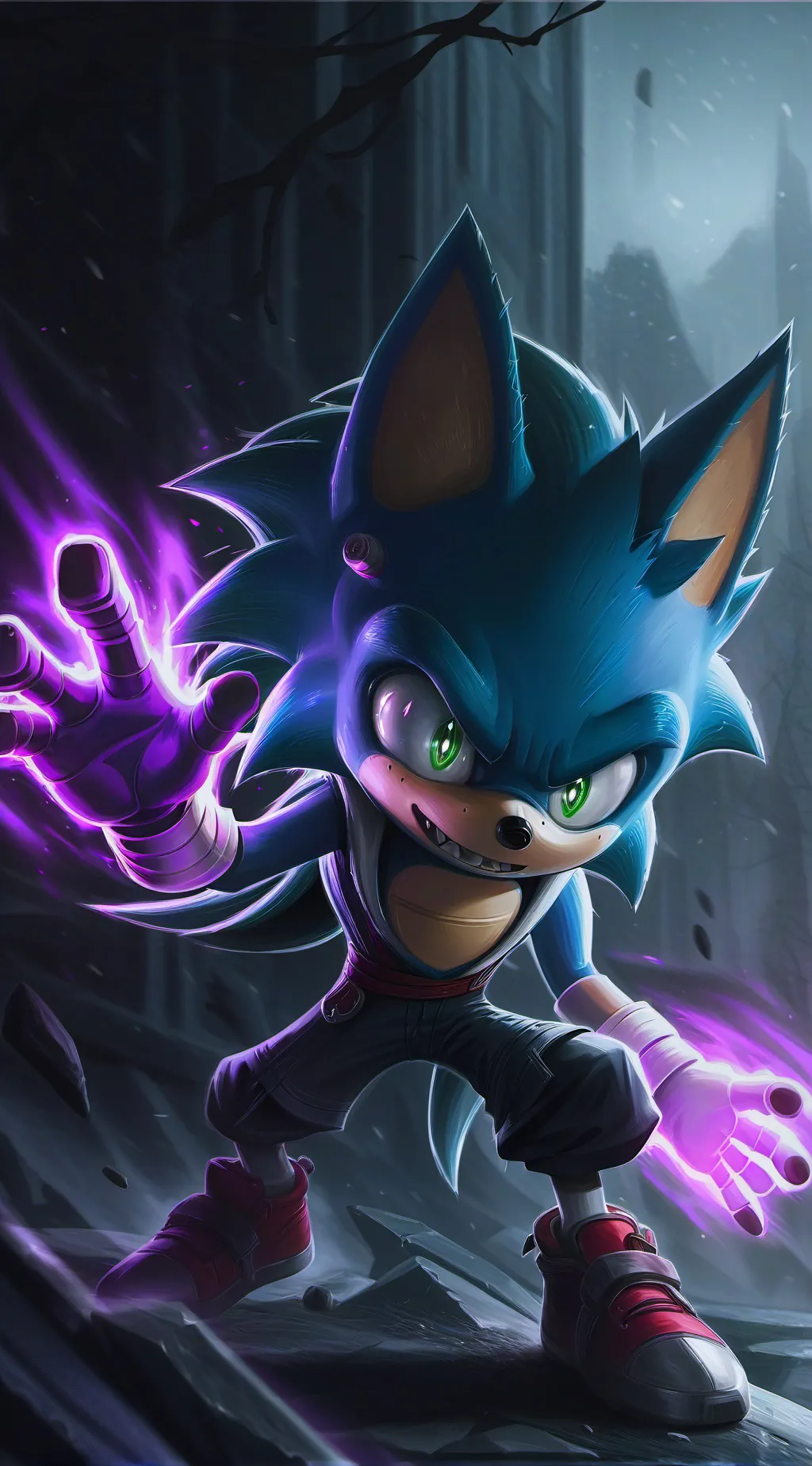 ai character: 🎃 Creepy Sonic 🎃 background