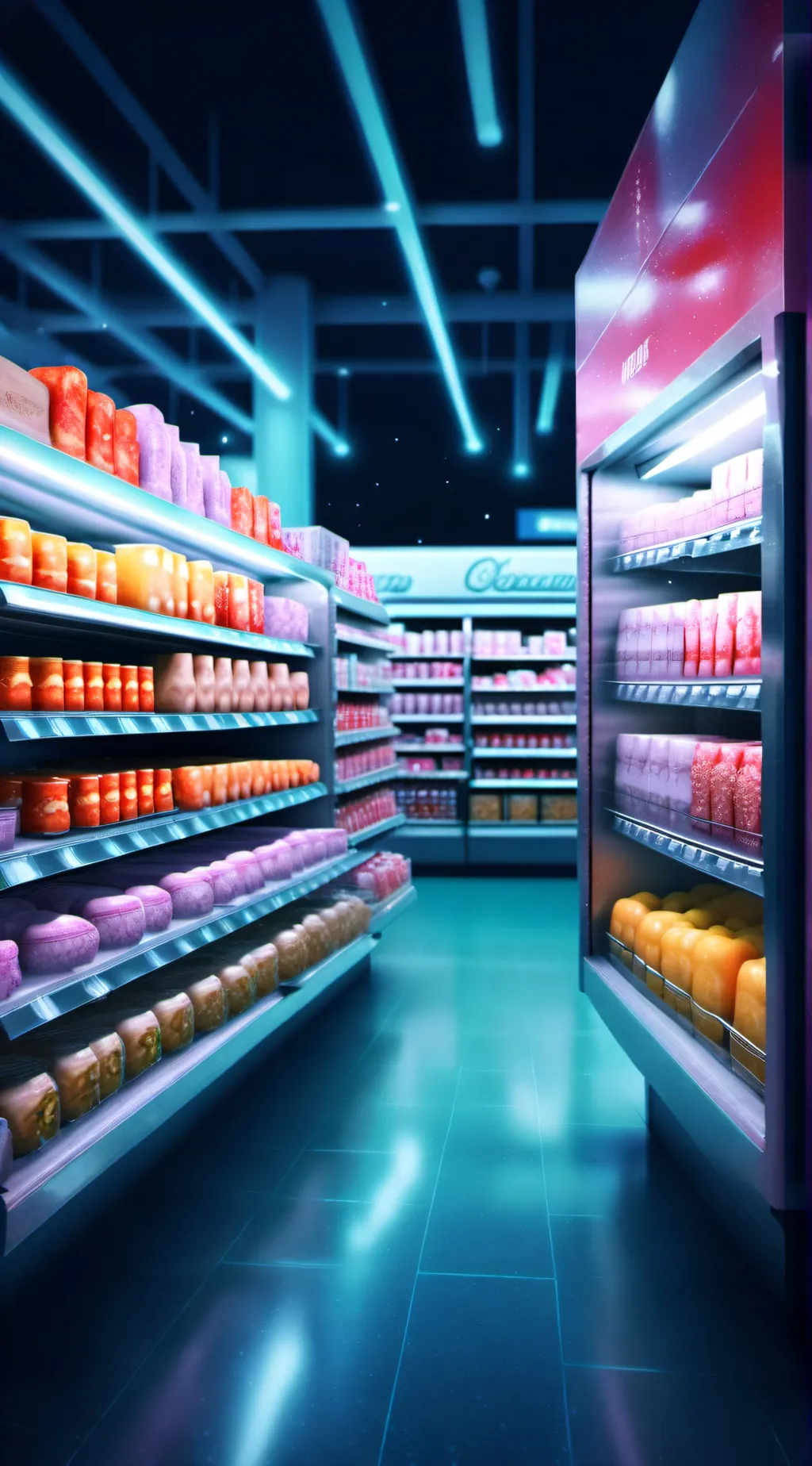 ai character: supermarkets super background