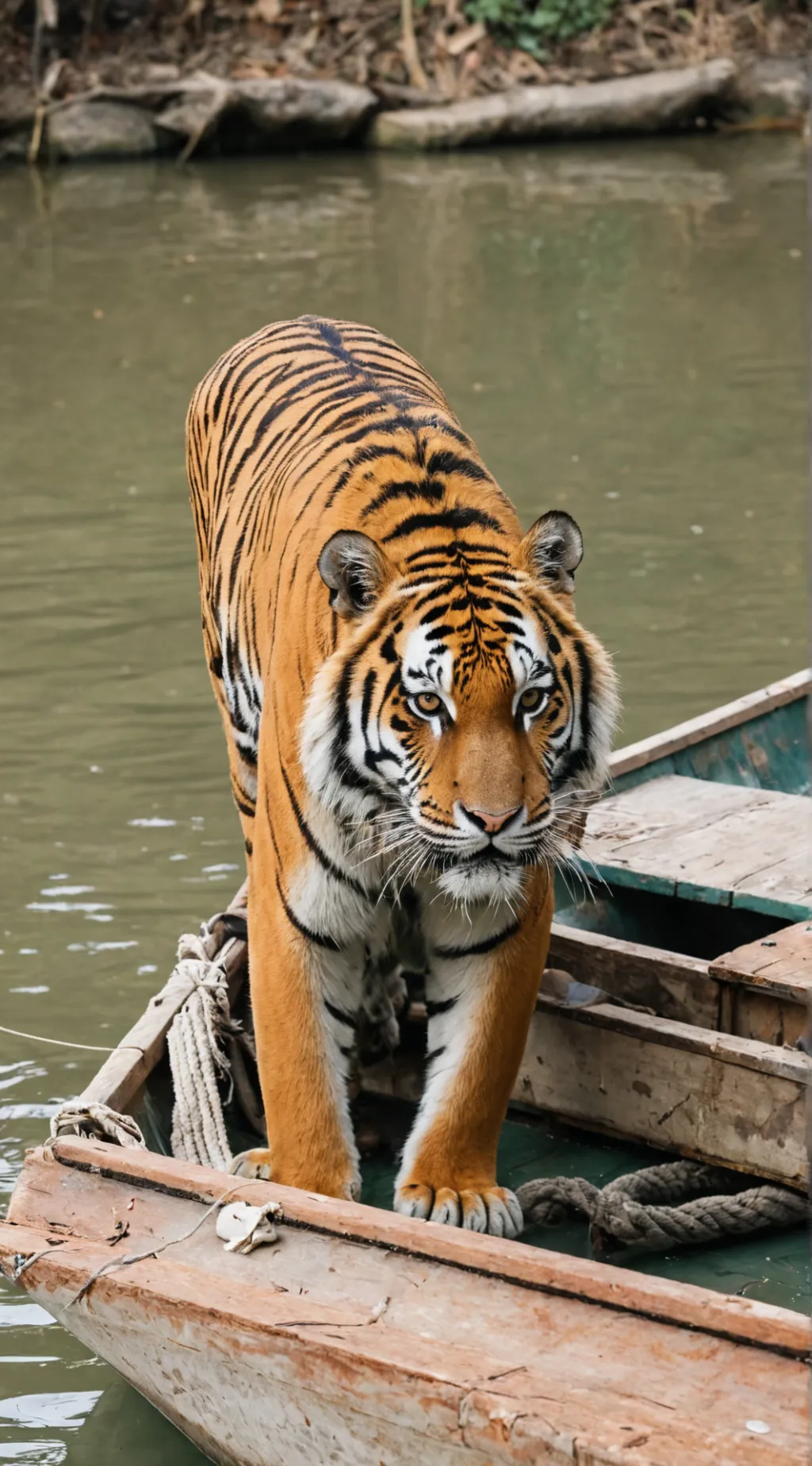 ai character: Tiger on a boat background