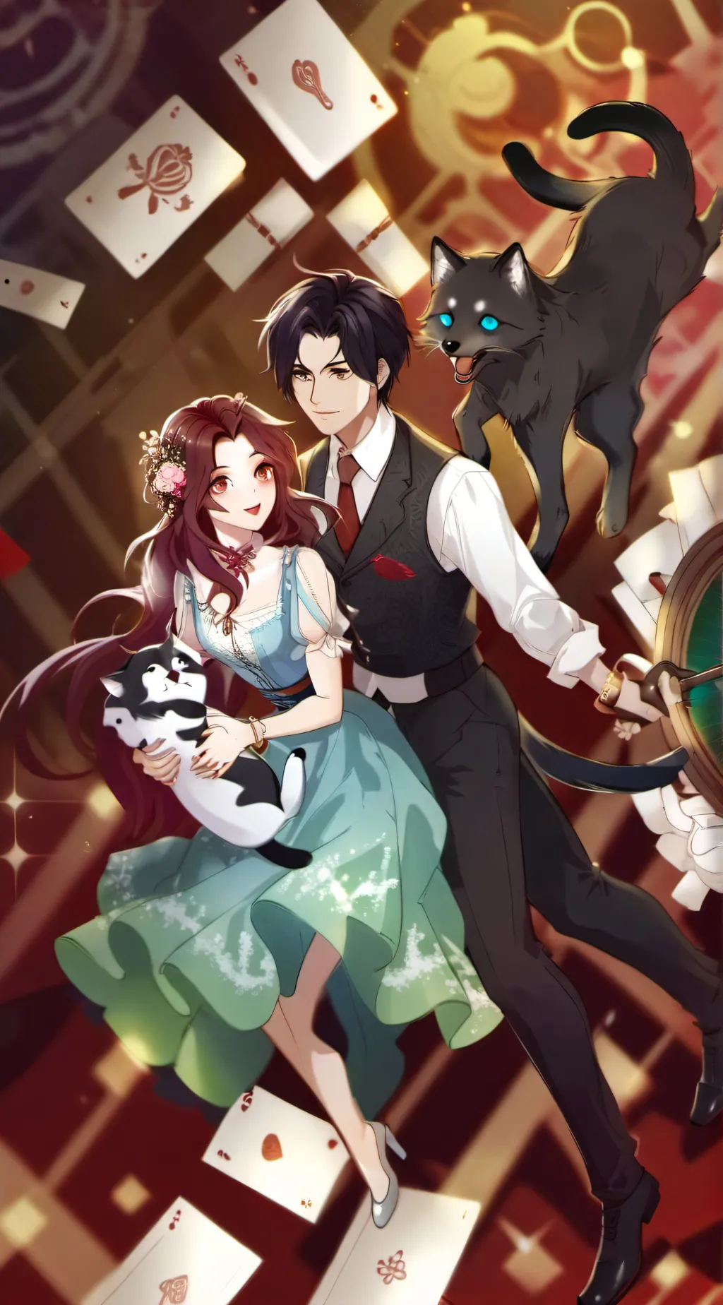 ai character: cats and wolfs background