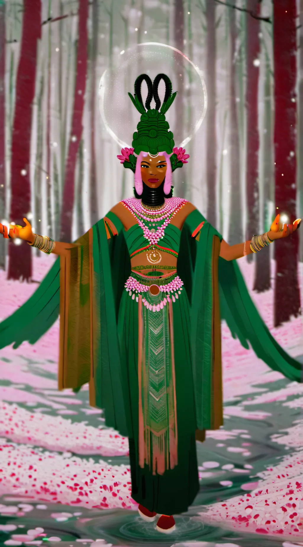 ai character: earth goddess  background