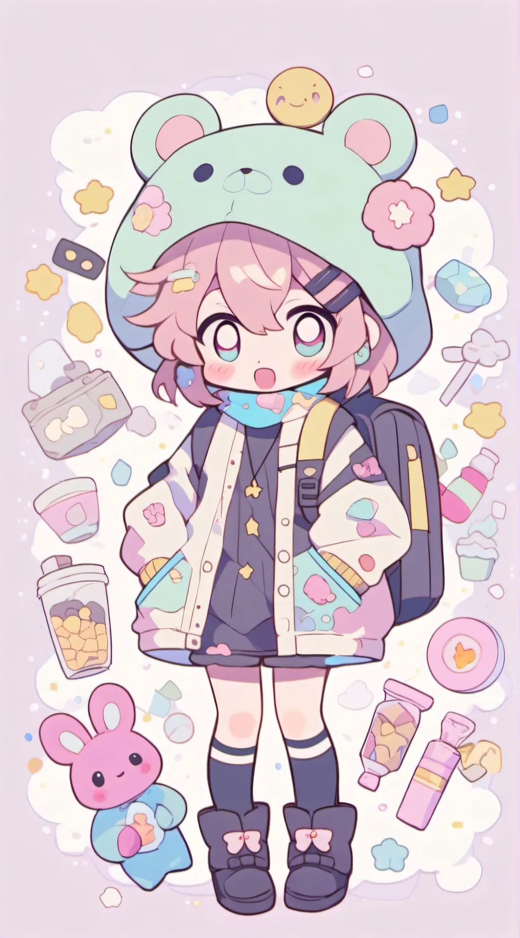 ai character: strawberry  background