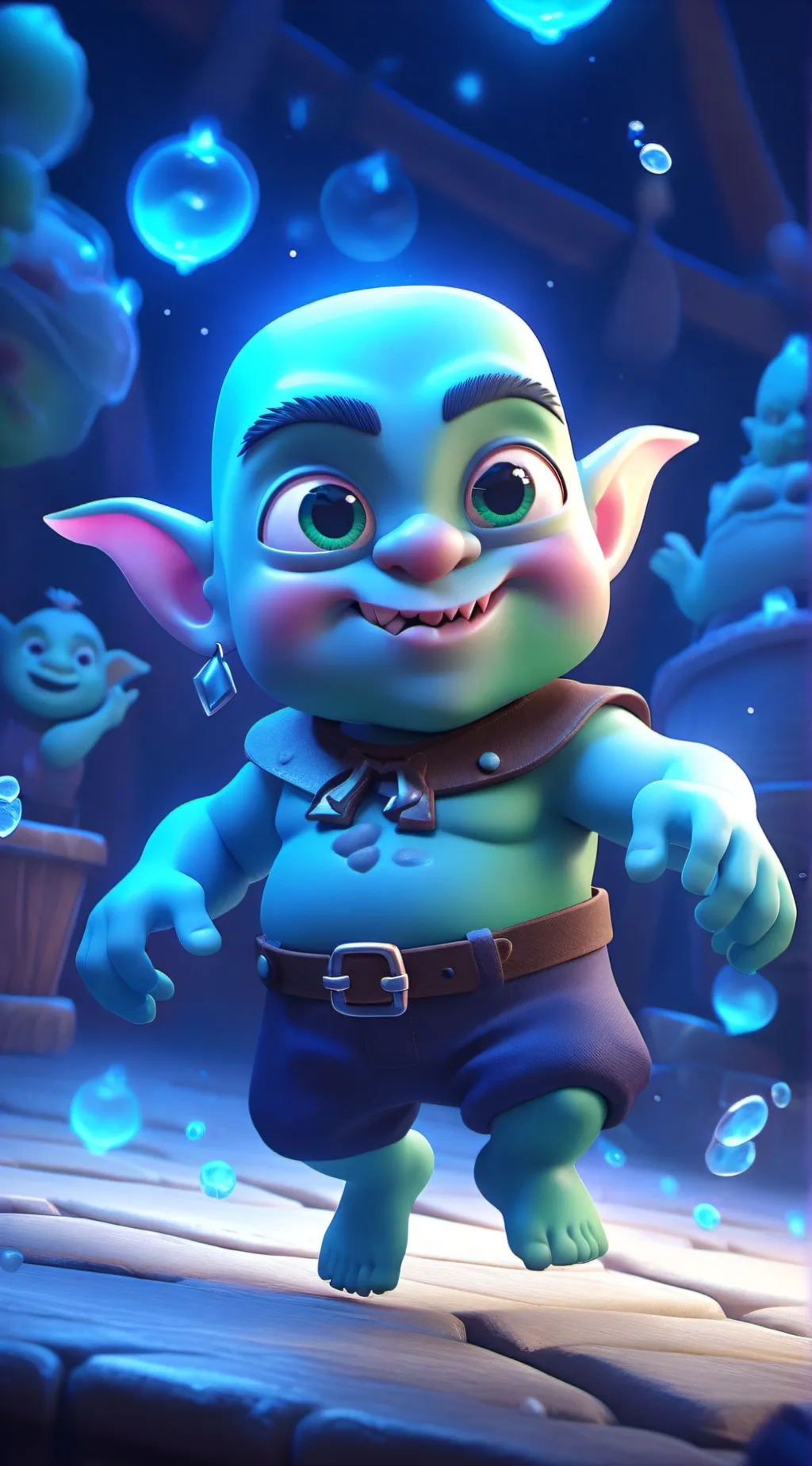 ai character: Werid goblin kid background