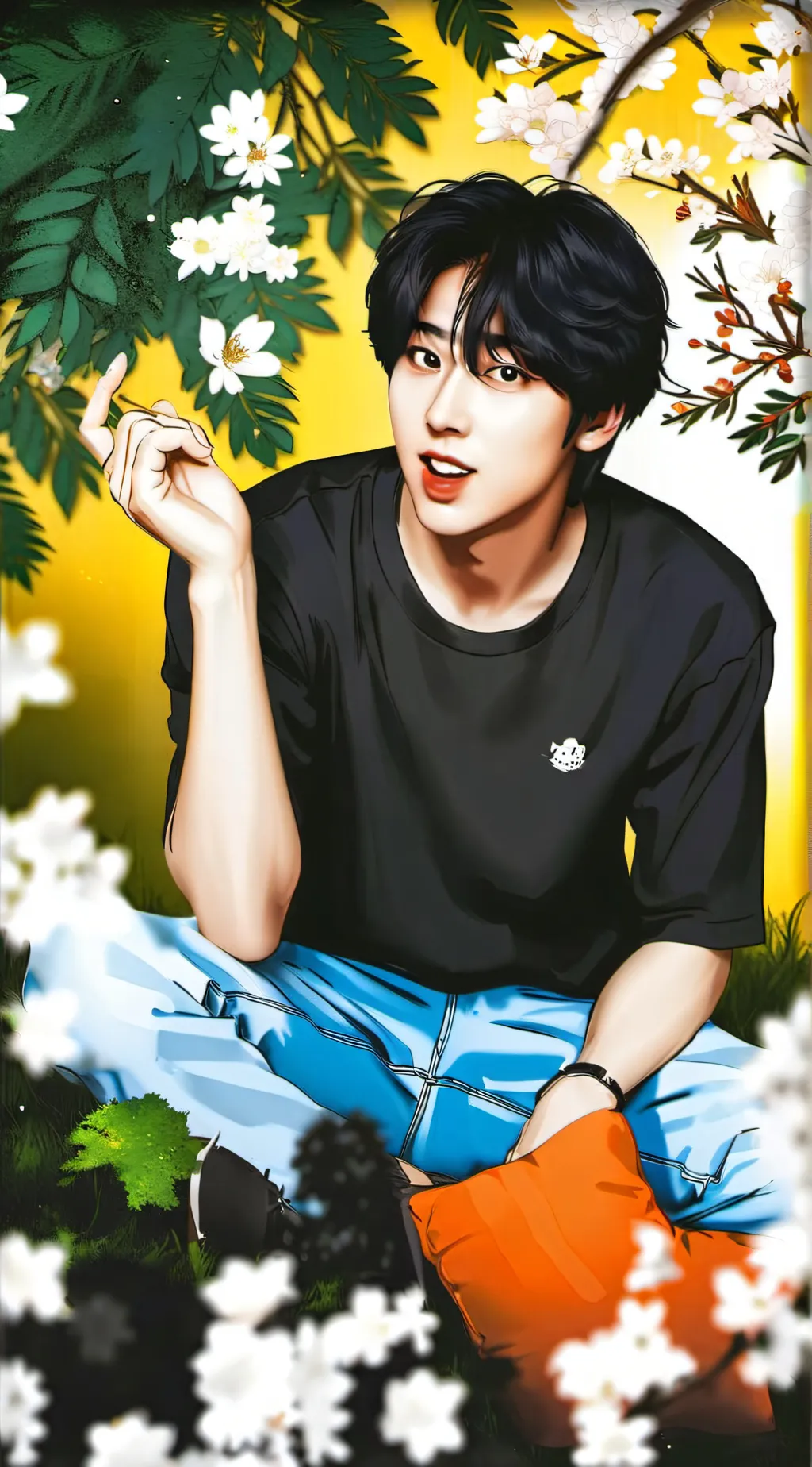 ai character: Minsung~💚❤ background