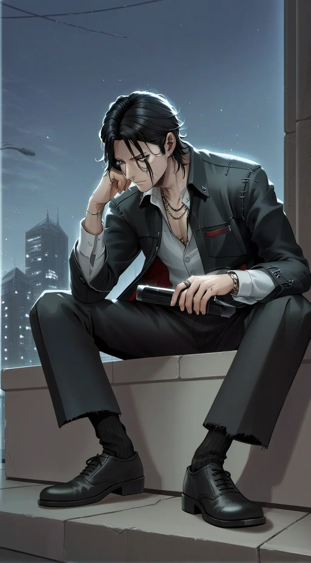 ai character: Hiszashi broke up background