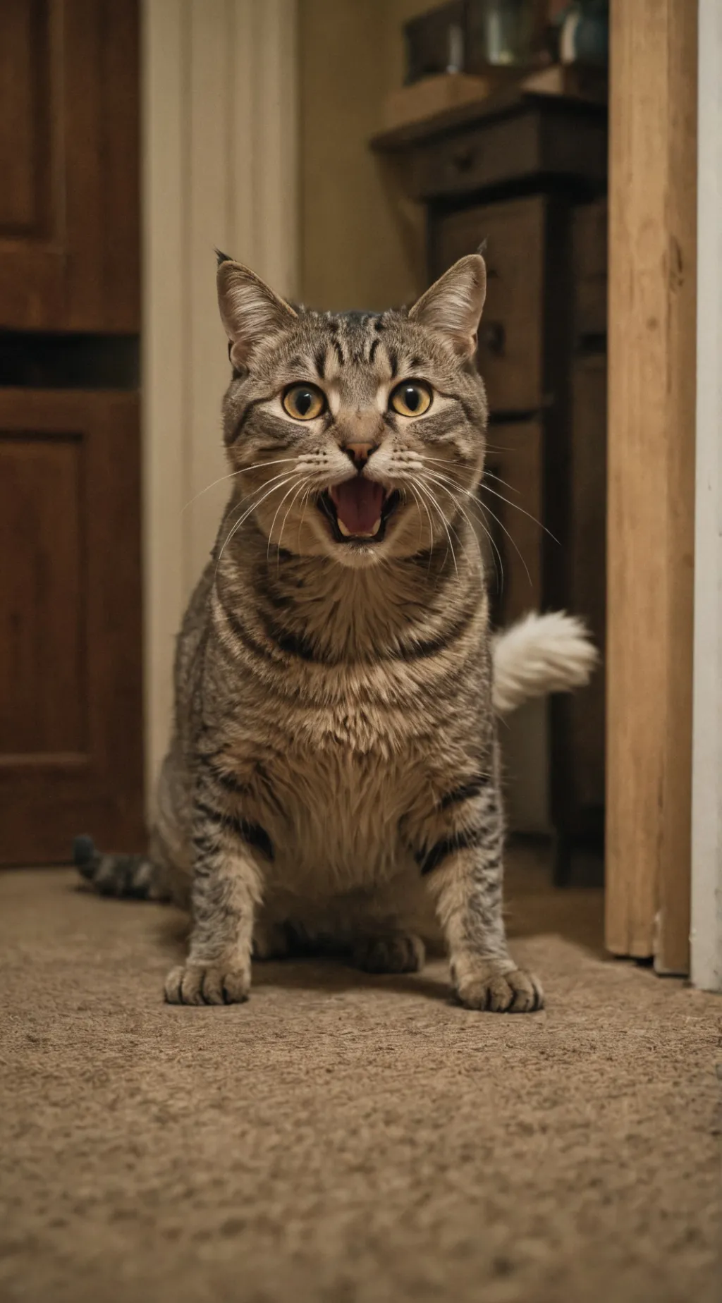 ai character: screaming cat background