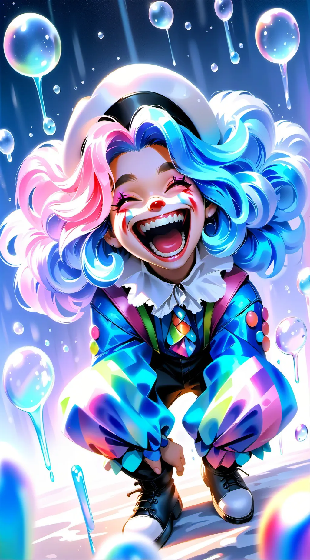 ai character: MHA CLOWN  background