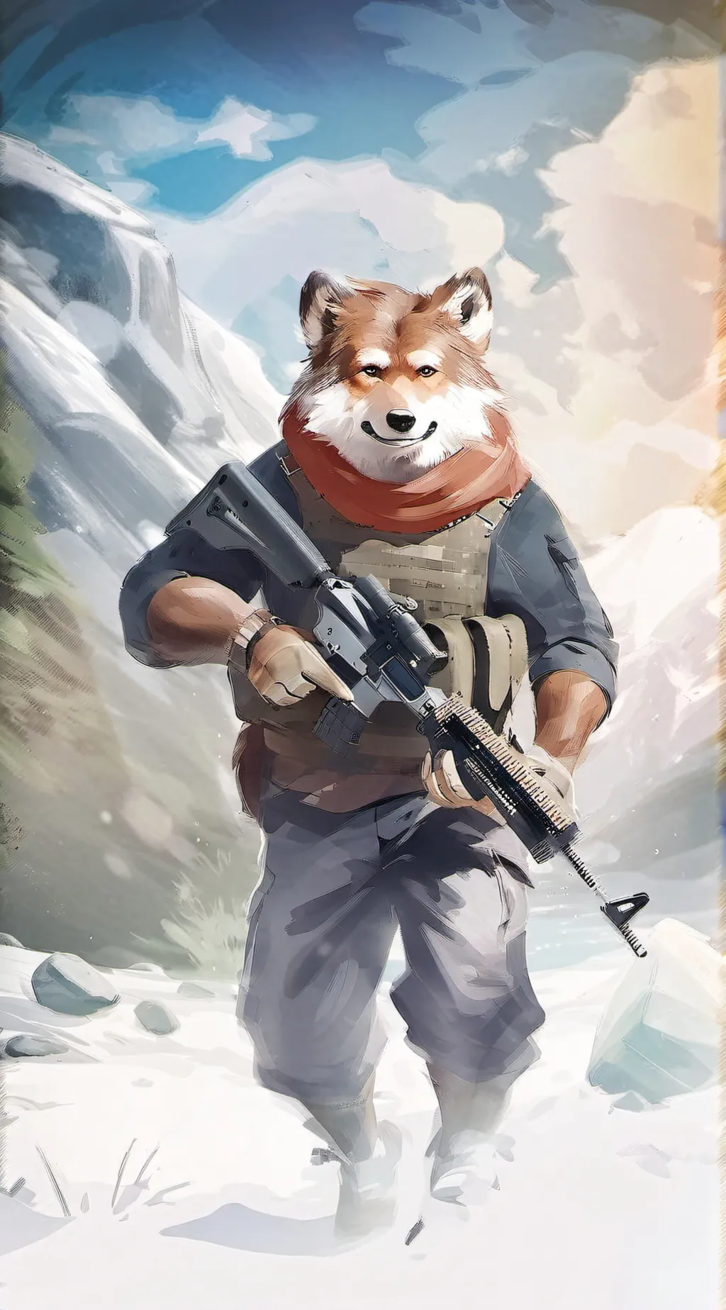 ai character: Furry army background