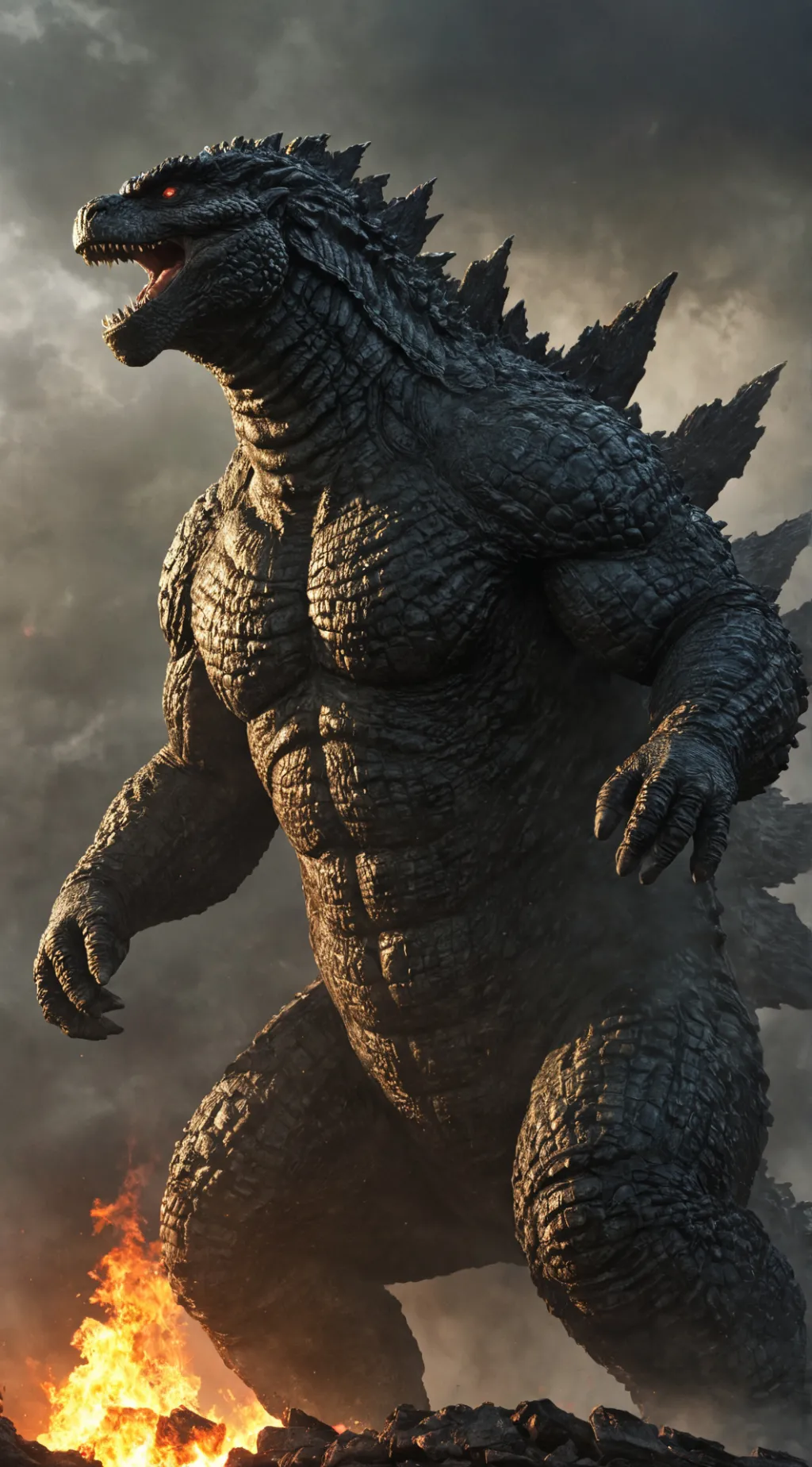 ai character: Legendary GODZILLA background
