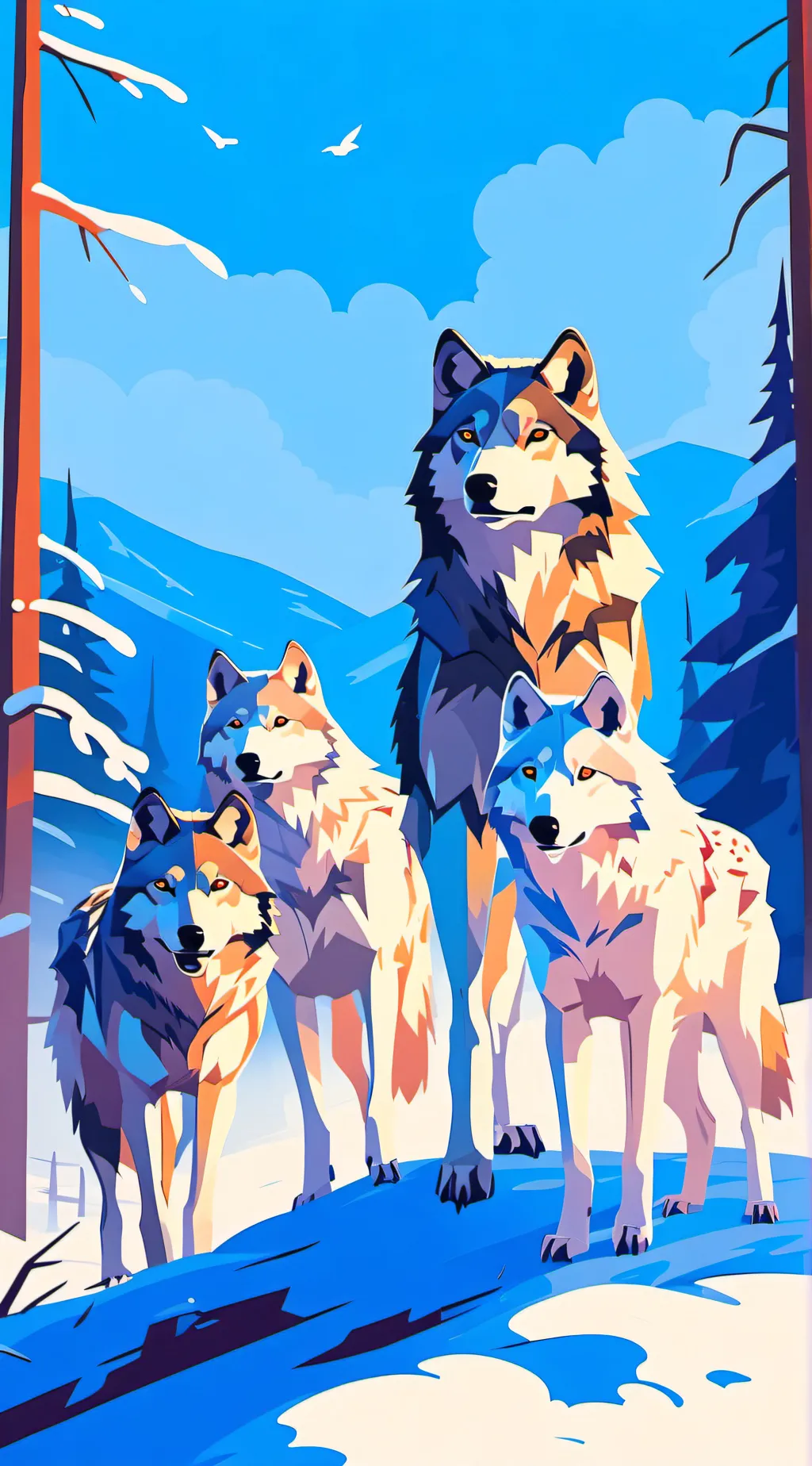 ai character: Mountain wolfs background