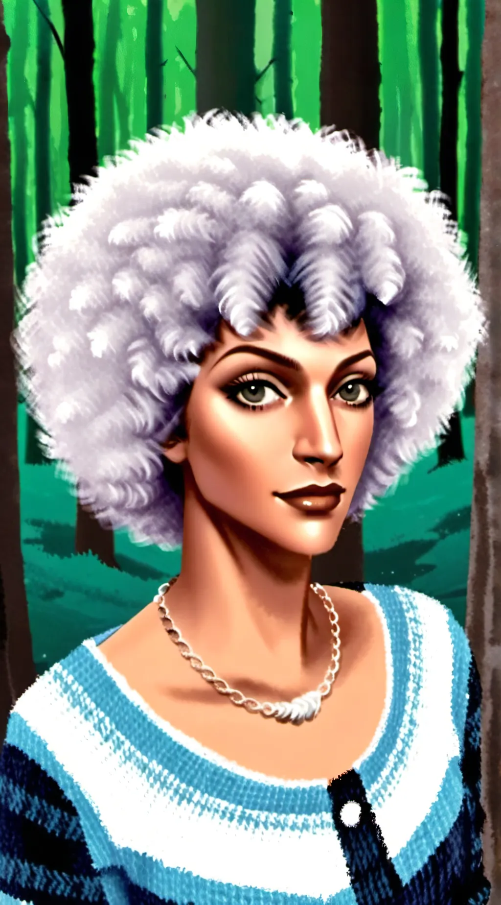 ai character: Josiane pichet 🌳🌳🌳 background