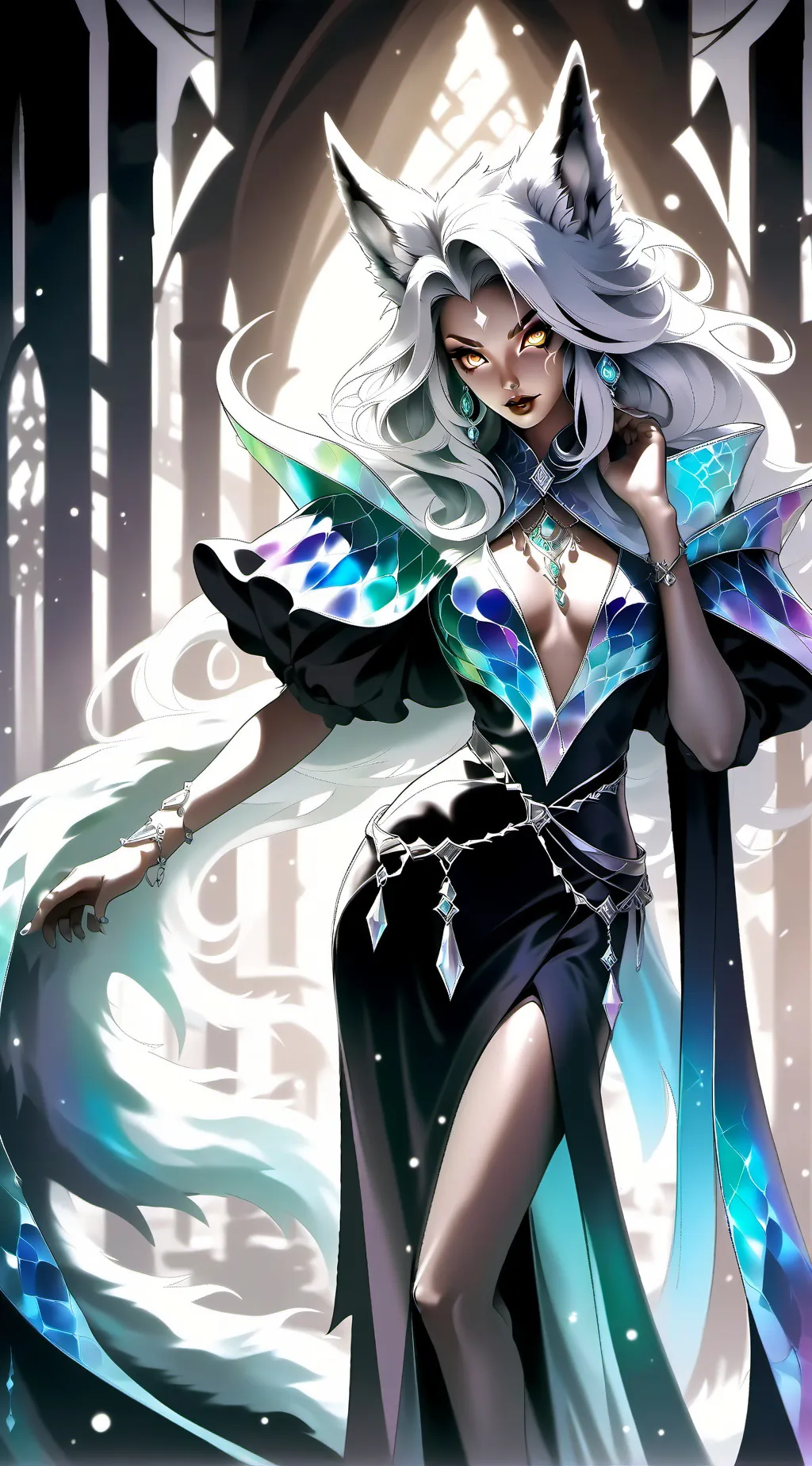 ai character: Aurora Borealis background