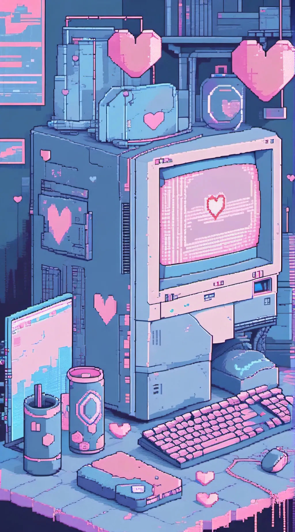 ai character: Love computer  background